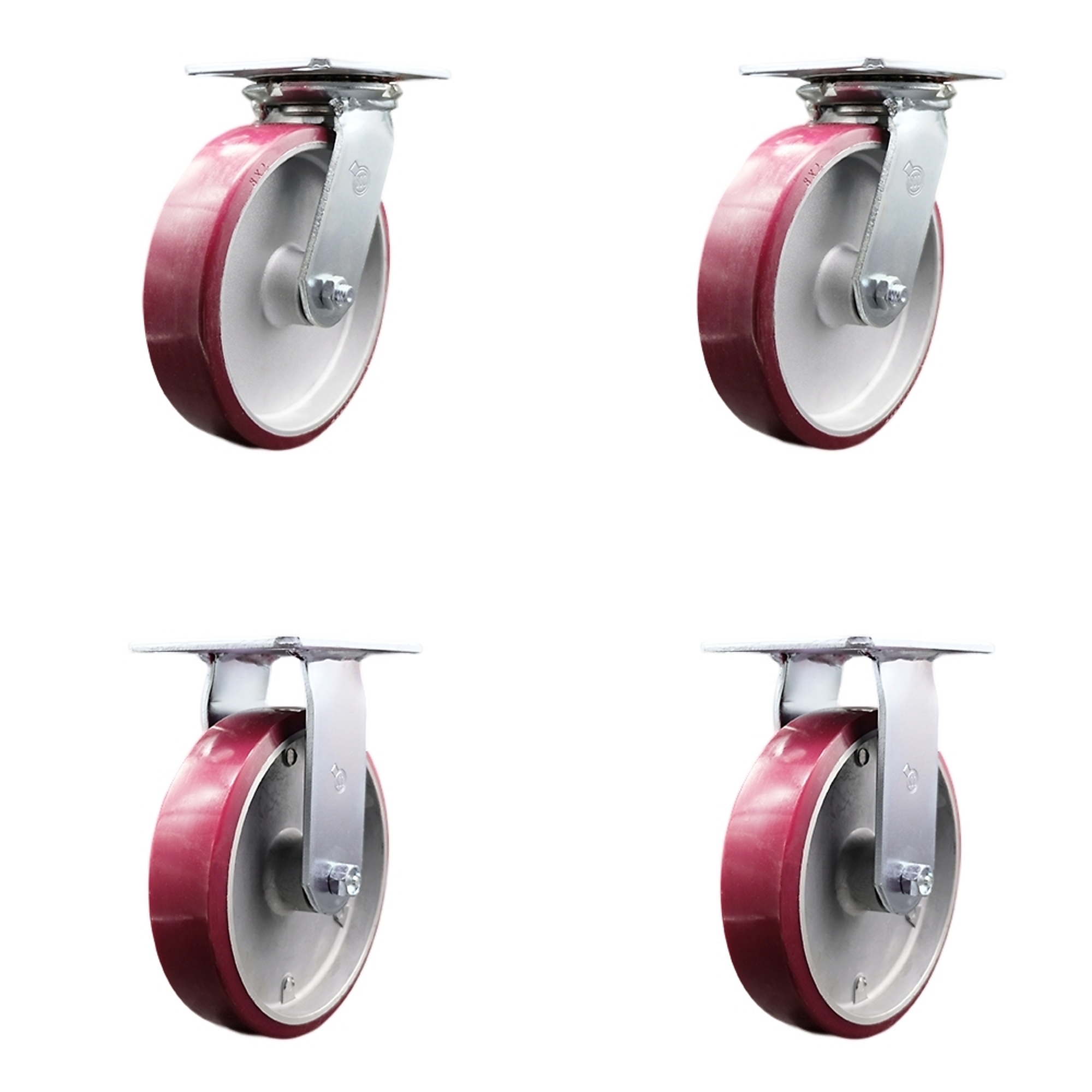 Service Caster, 8Inch x 2Inch Plate Casters, Wheel Diameter 8 in, Caster Type Swivel, Package (qty.) 4, Model SCC-35S820-PAR-2-R-2