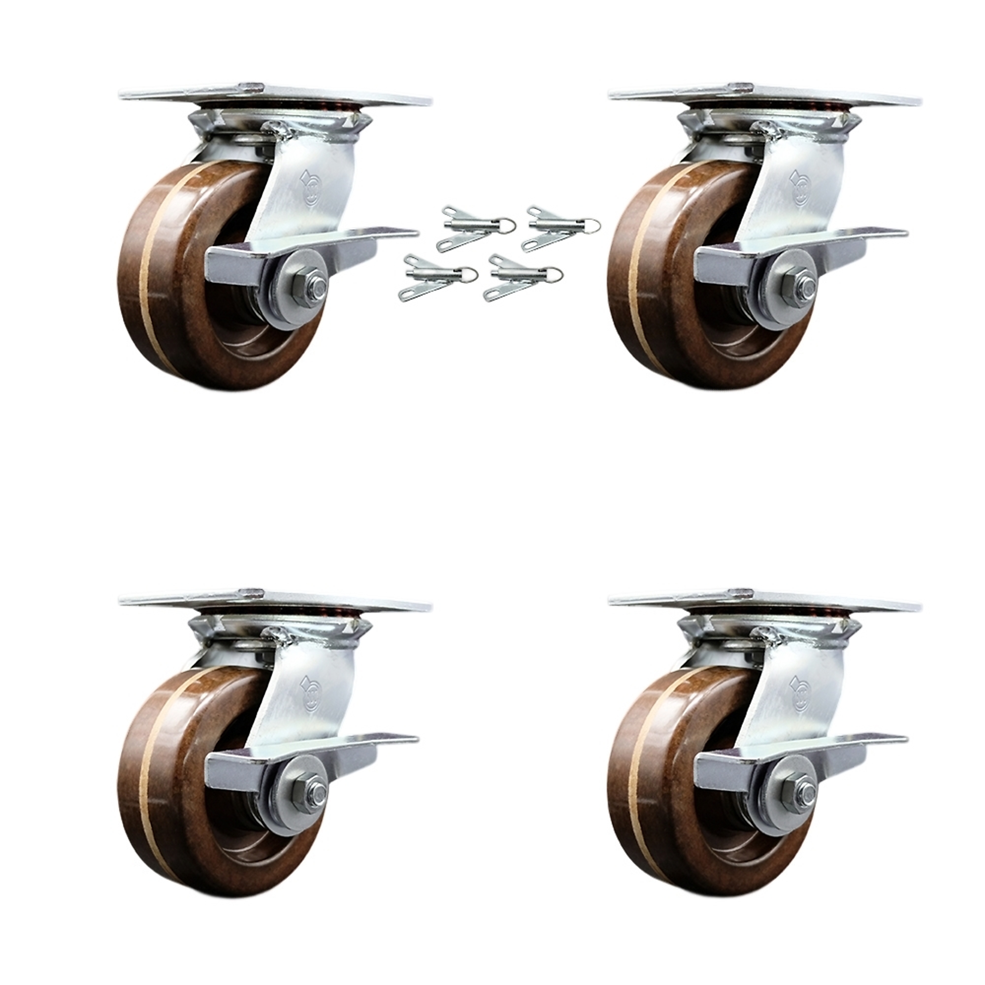 Service Caster, 5Inch x 2Inch Plate Casters, Wheel Diameter 5 in, Caster Type Swivel, Package (qty.) 4, Model SCC-35S520-PHRHT-SLB-BSL-4