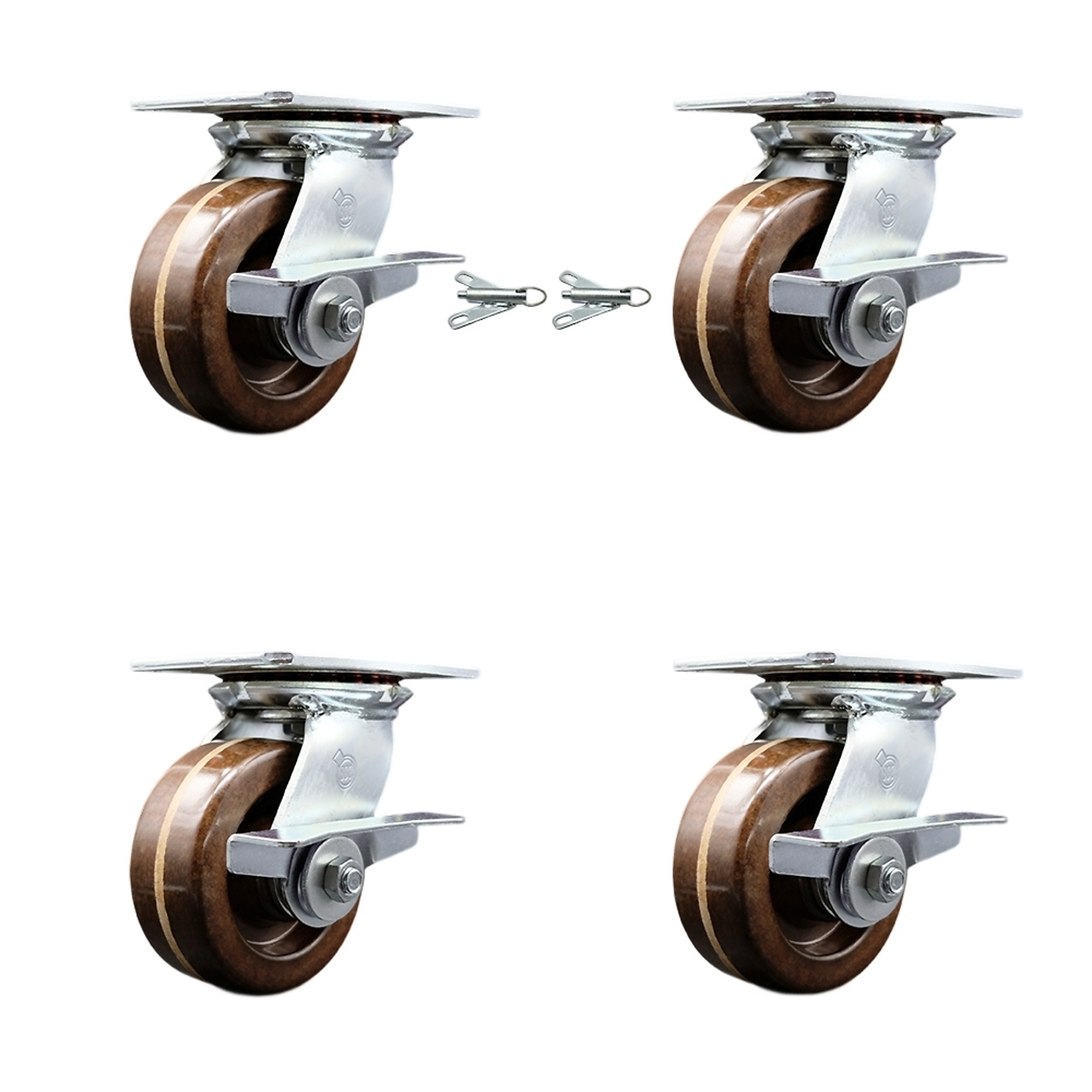 Service Caster, 5Inch x 2Inch Plate Casters, Wheel Diameter 5 in, Caster Type Swivel, Package (qty.) 4, Model SCC-35S520-PHRHT-SLB-BSL-2-SLB-2