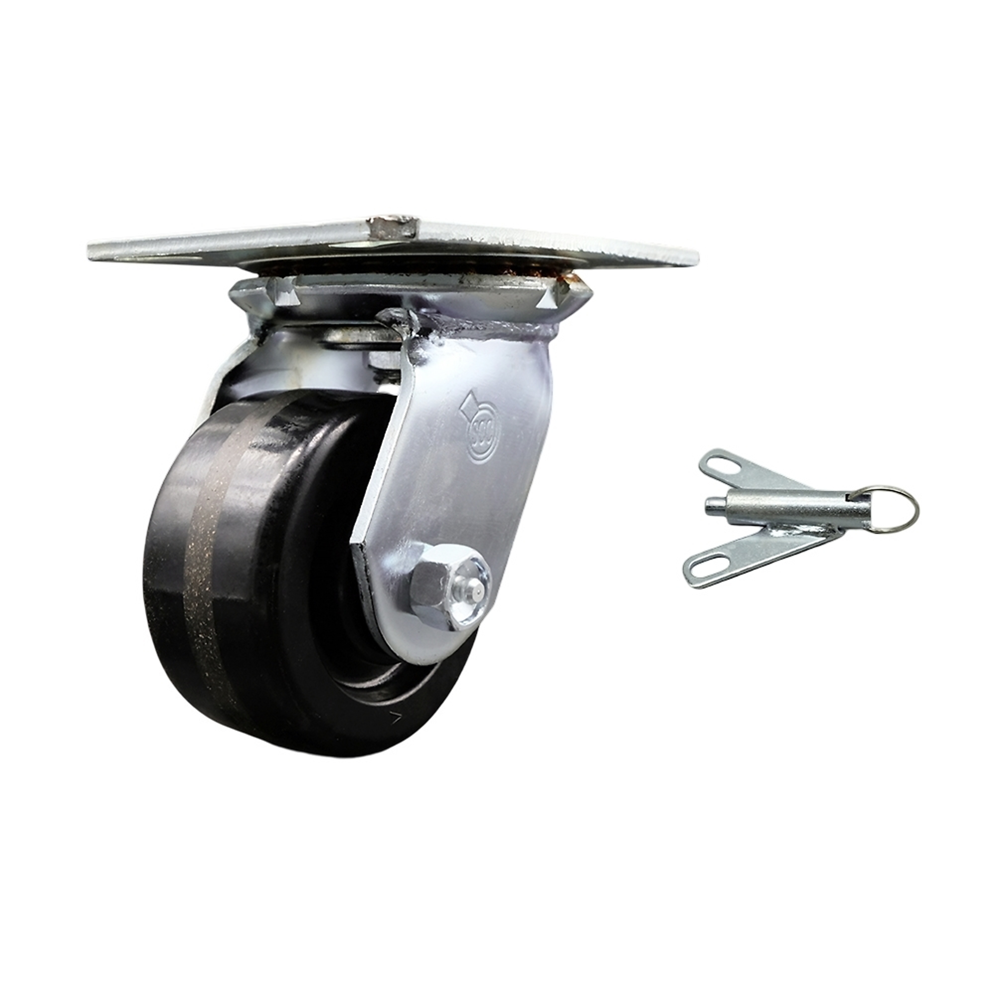 Service Caster, 4Inch x 2Inch Plate Caster, Wheel Diameter 4 in, Caster Type Swivel, Package (qty.) 1, Model SCC-35S420-PHR-BSL