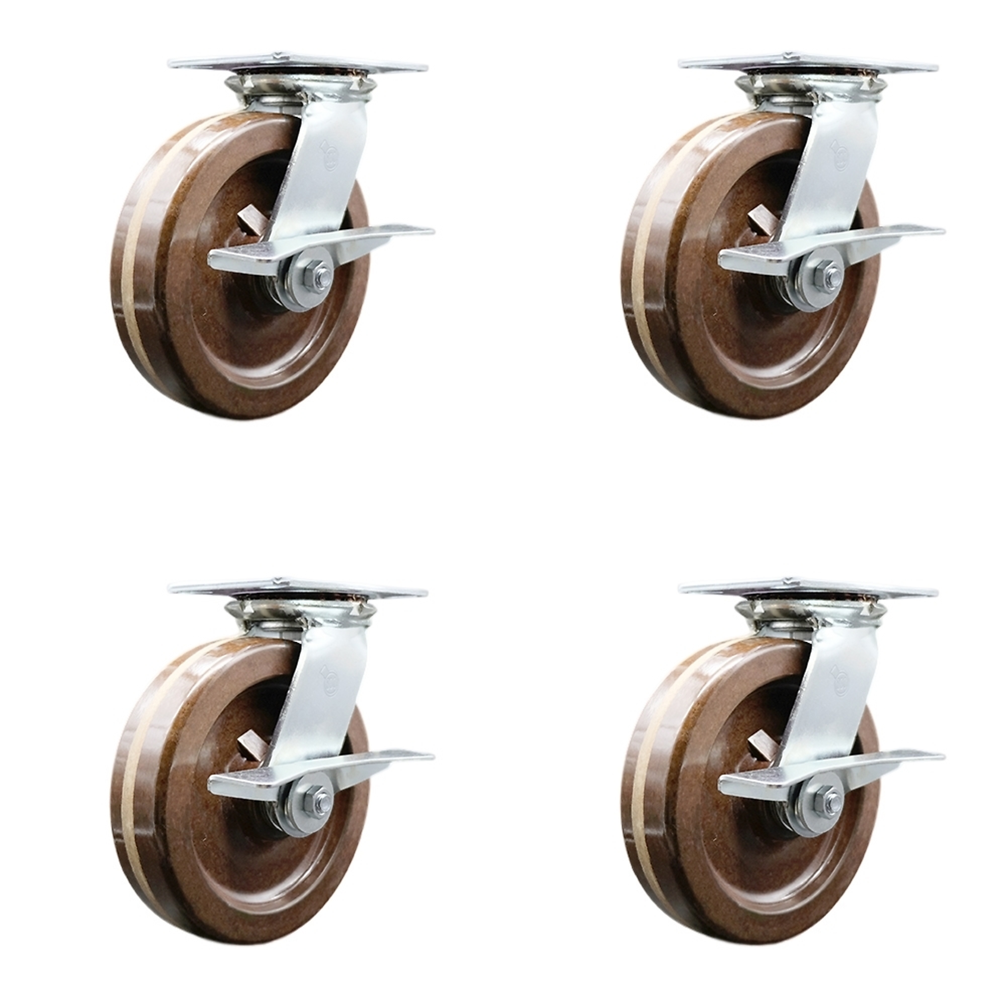 Service Caster, 8Inch x 2Inch Plate Casters, Wheel Diameter 8 in, Caster Type Swivel, Package (qty.) 4, Model SCC-35S820-PHRHT-SLB-4