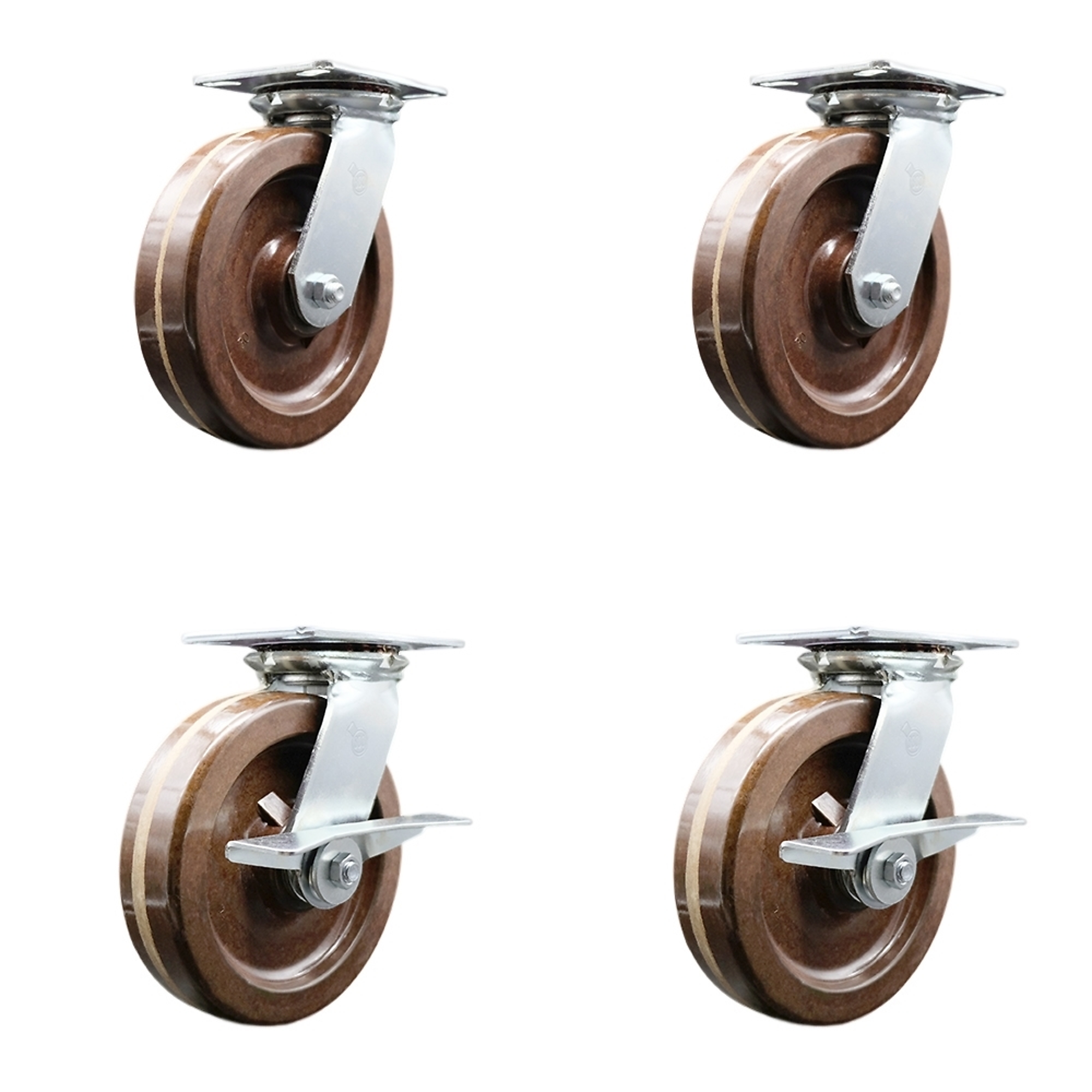 Service Caster, 8Inch x 2Inch Plate Casters, Wheel Diameter 8 in, Caster Type Swivel, Package (qty.) 4, Model SCC-35S820-PHRHT-2-SLB-2