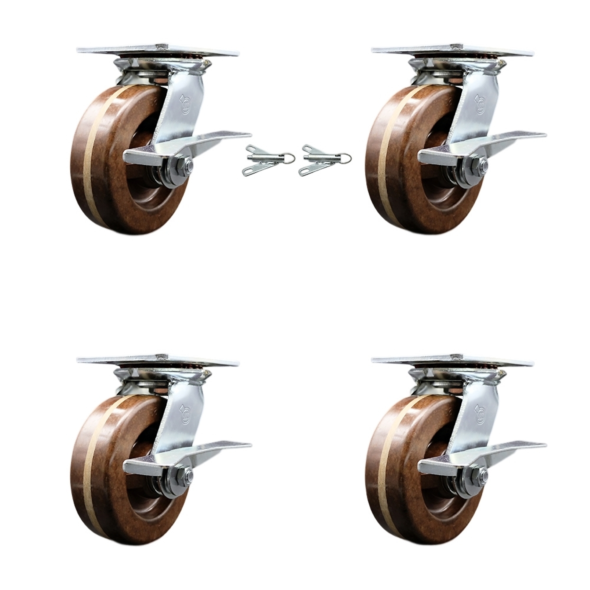 Service Caster, 6Inch x 2Inch Plate Casters, Wheel Diameter 6 in, Caster Type Swivel, Package (qty.) 4, Model SCC-35S620-PHRHT-SLB-BSL-2-SLB-2