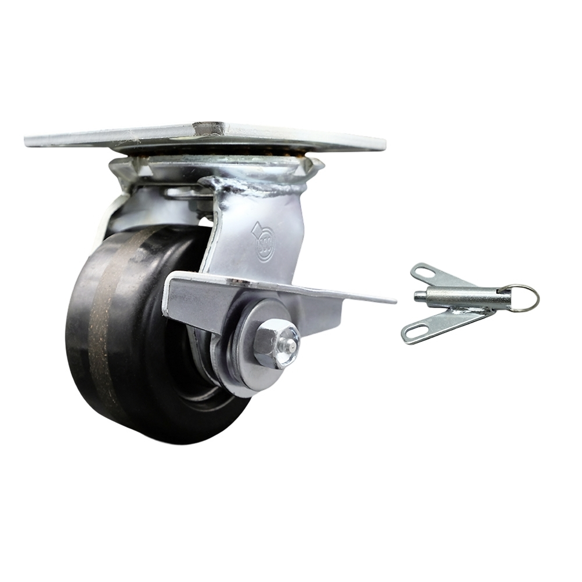 Service Caster, 4Inch x 2Inch Plate Caster, Wheel Diameter 4 in, Caster Type Swivel, Package (qty.) 1, Model SCC-35S420-PHR-SLB-BSL