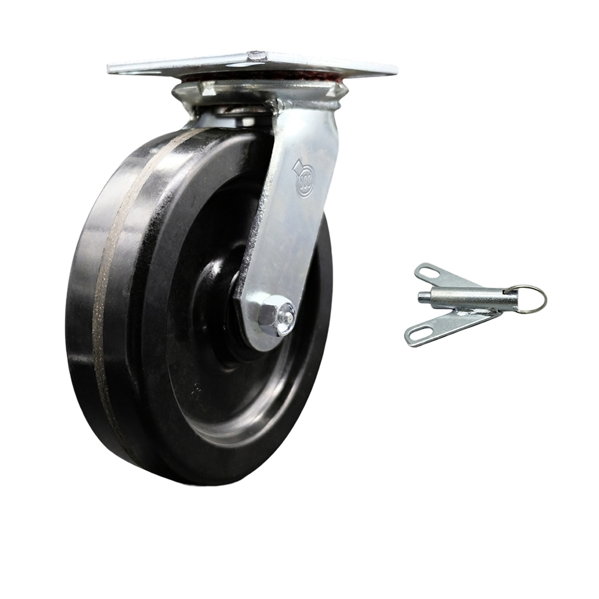 Service Caster, 8Inch x 2Inch Plate Caster, Wheel Diameter 8 in, Caster Type Swivel, Package (qty.) 1, Model SCC-35S820-PHR-BSL