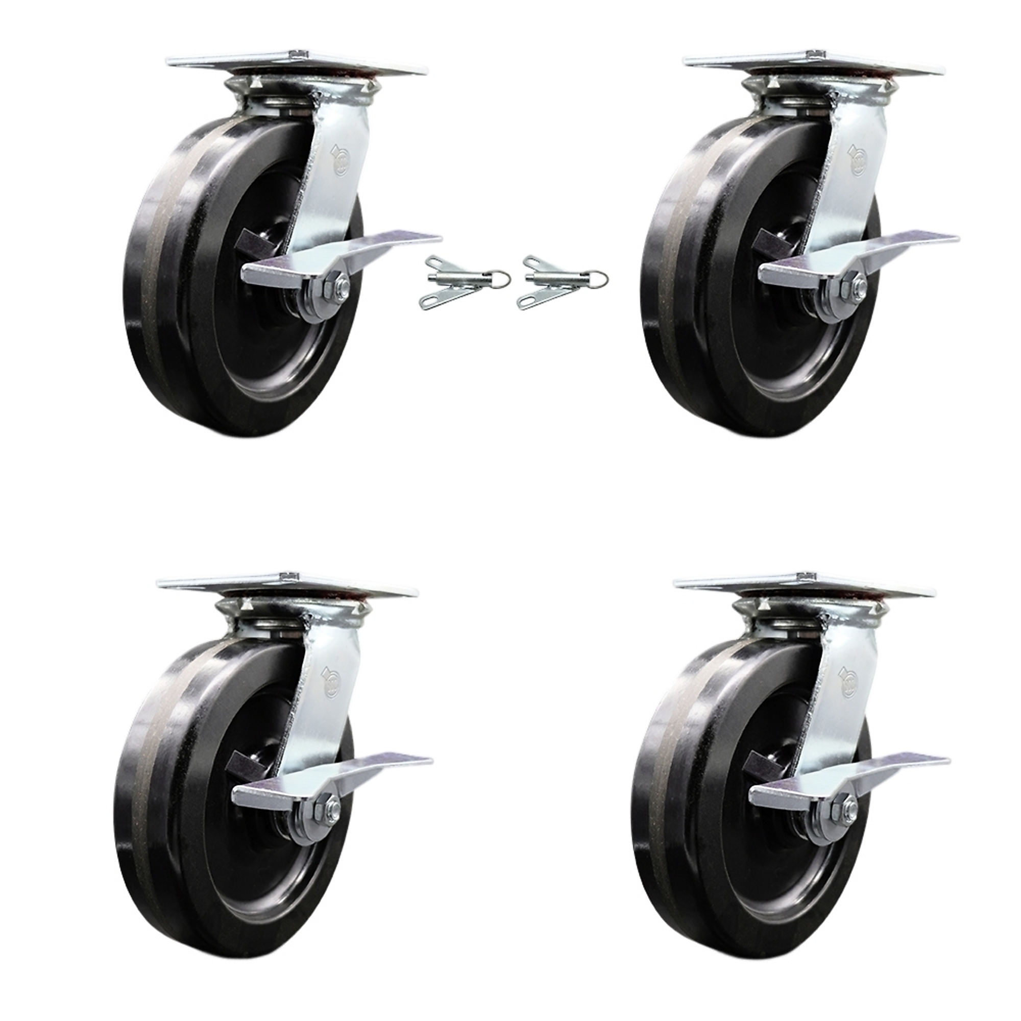 Service Caster, 8Inch x 2Inch Plate Casters, Wheel Diameter 8 in, Caster Type Swivel, Package (qty.) 4, Model SCC-35S820-PHR-SLB-BSL-2-SLB-2