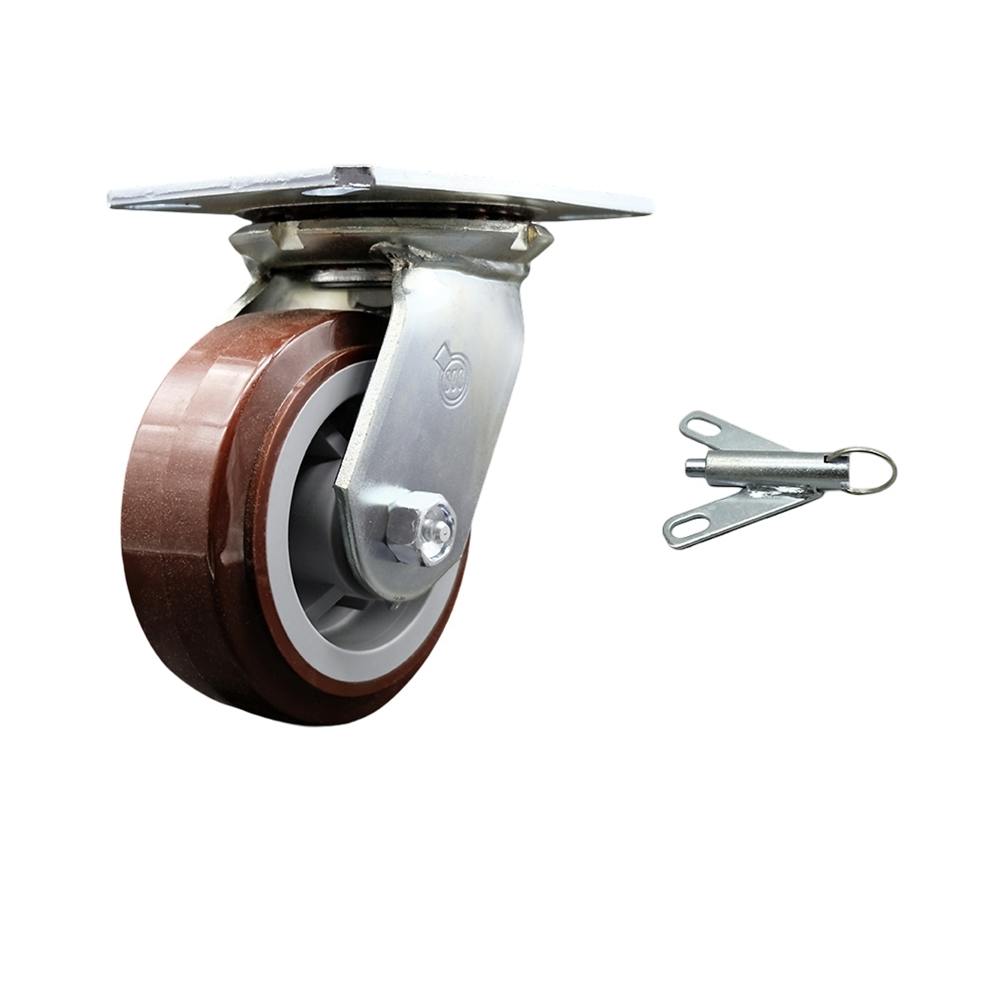 Service Caster, 5Inch x 2Inch Plate Caster, Wheel Diameter 5 in, Caster Type Swivel, Package (qty.) 1, Model SCC-35S520-PPUR-BSL