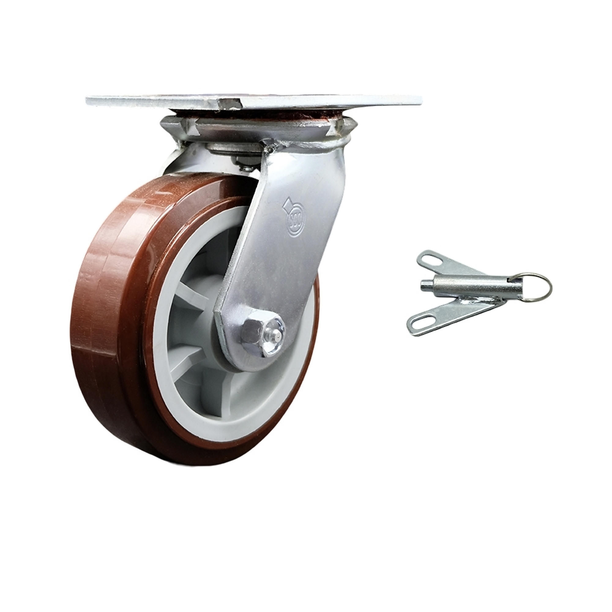 Service Caster, 6Inch x 2Inch Plate Caster, Wheel Diameter 6 in, Caster Type Swivel, Package (qty.) 1, Model SCC-35S620-PPUR-BSL