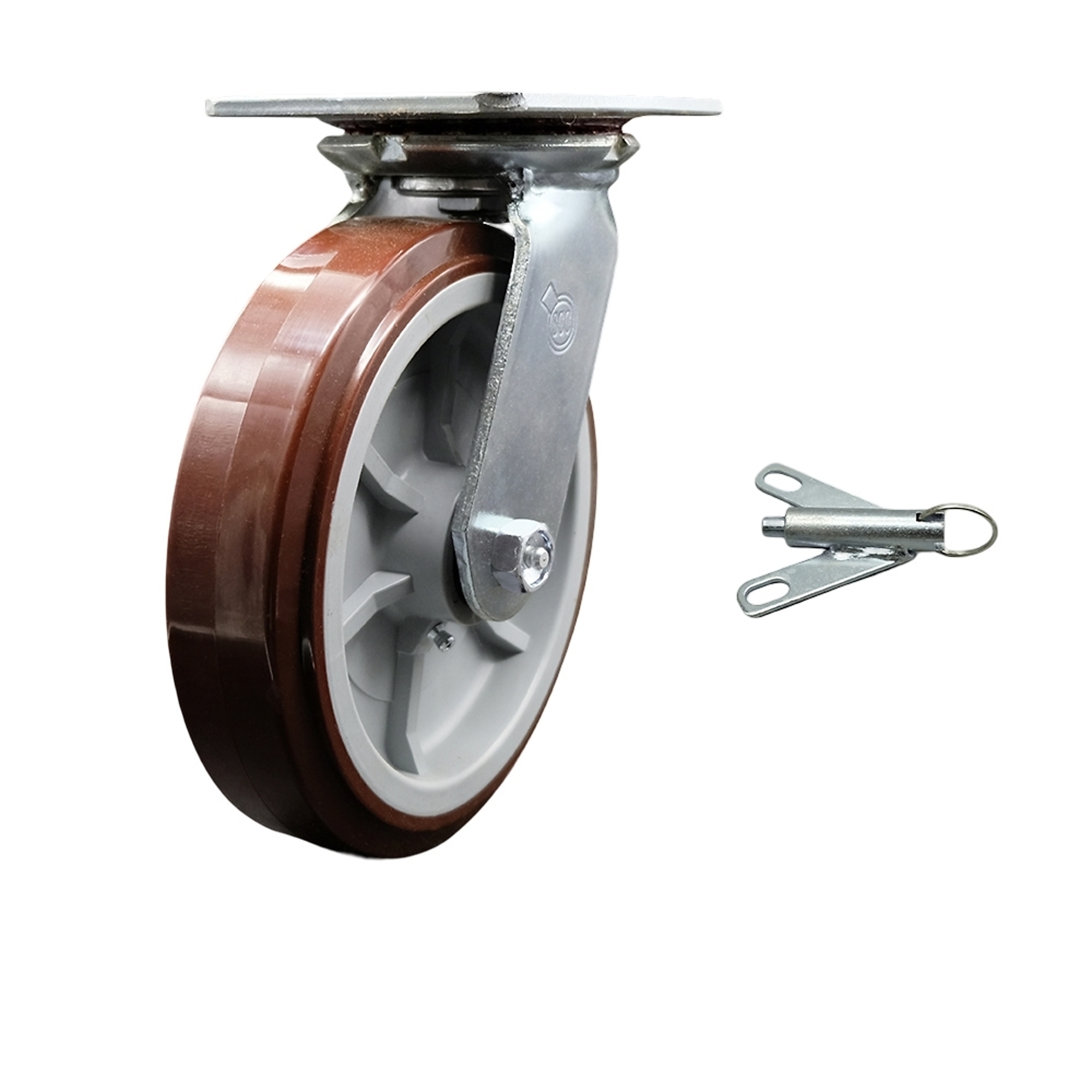 Service Caster, 8Inch x 2Inch Plate Caster, Wheel Diameter 8 in, Caster Type Swivel, Package (qty.) 1, Model SCC-35S820-PPUR-BSL