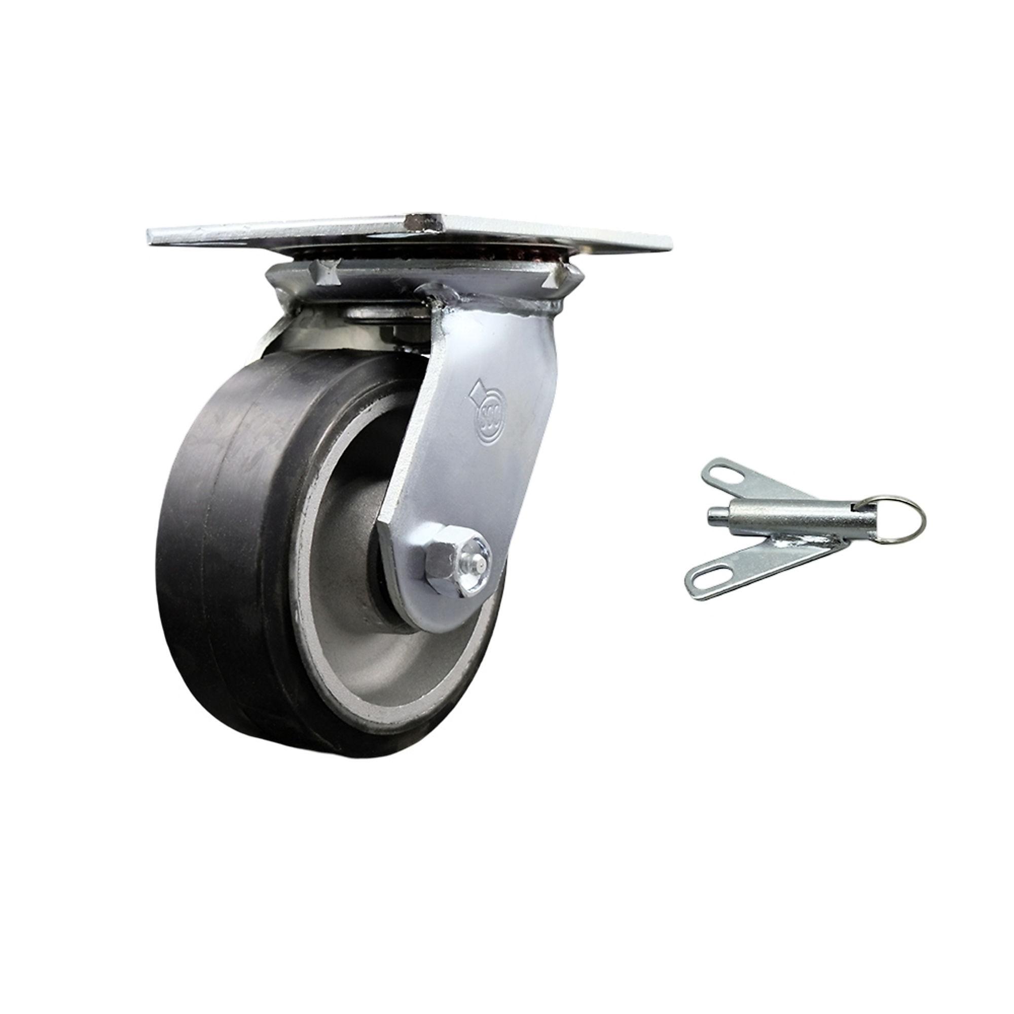 Service Caster, 5Inch x 2Inch Plate Caster, Wheel Diameter 5 in, Caster Type Swivel, Package (qty.) 1, Model SCC-35S520-RAR-BSL