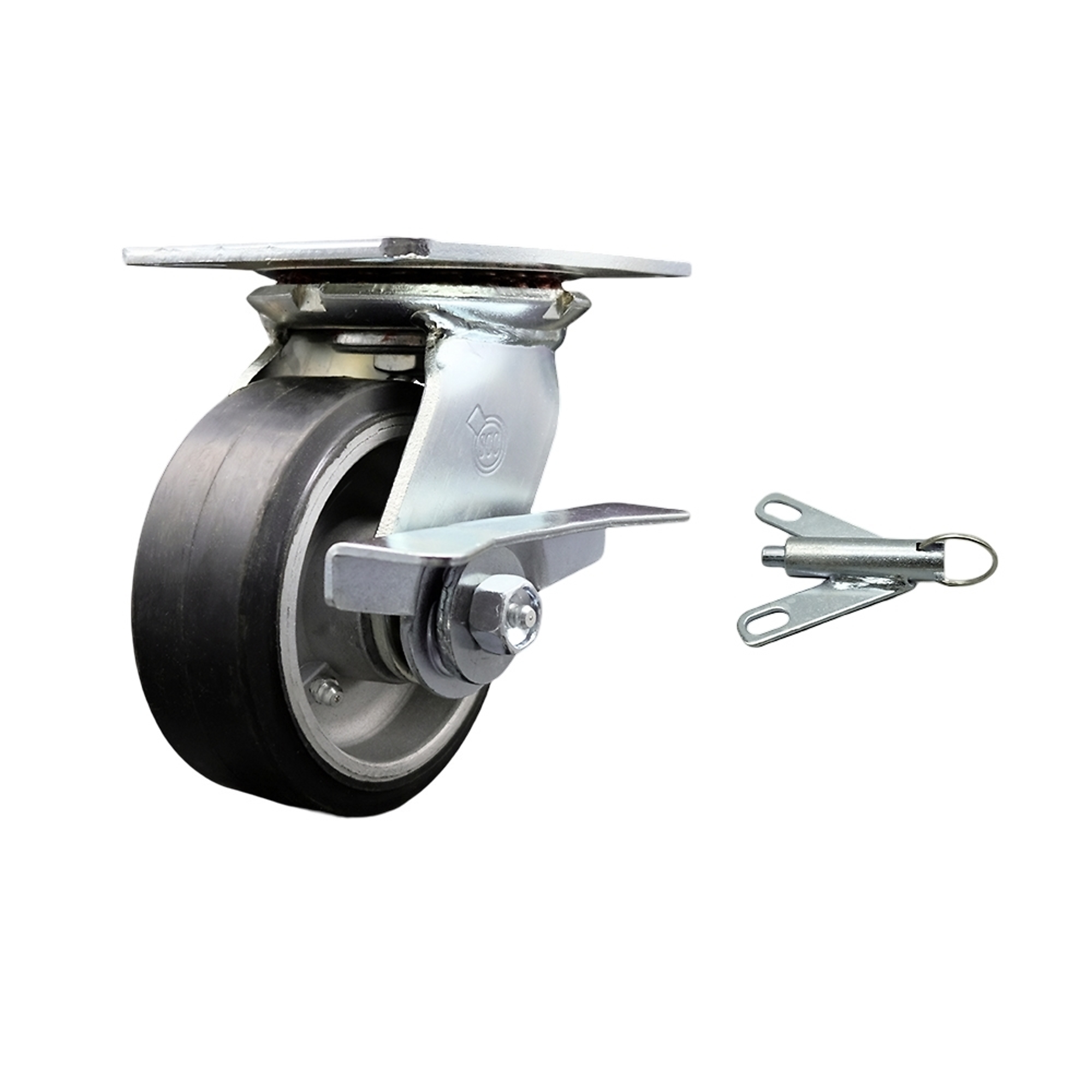 Service Caster, 5Inch x 2Inch Plate Caster, Wheel Diameter 5 in, Caster Type Swivel, Package (qty.) 1, Model SCC-35S520-RAR-SLB-BSL