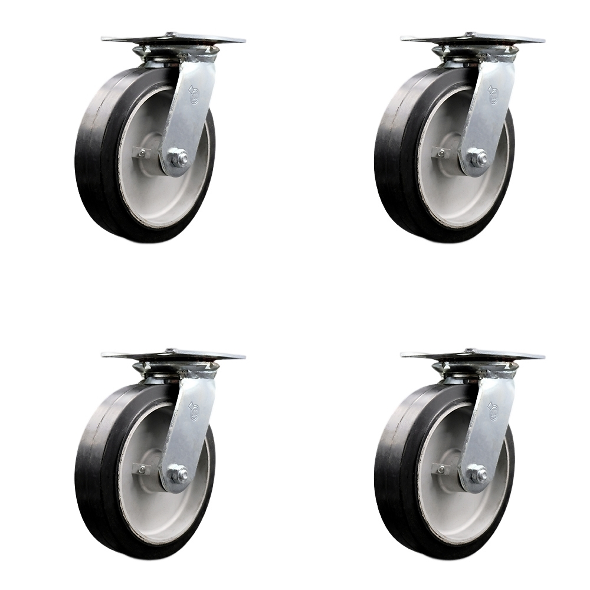 Service Caster, 8Inch x 2Inch Plate Casters, Wheel Diameter 8 in, Caster Type Swivel, Package (qty.) 4, Model SCC-35S820-RAR-4