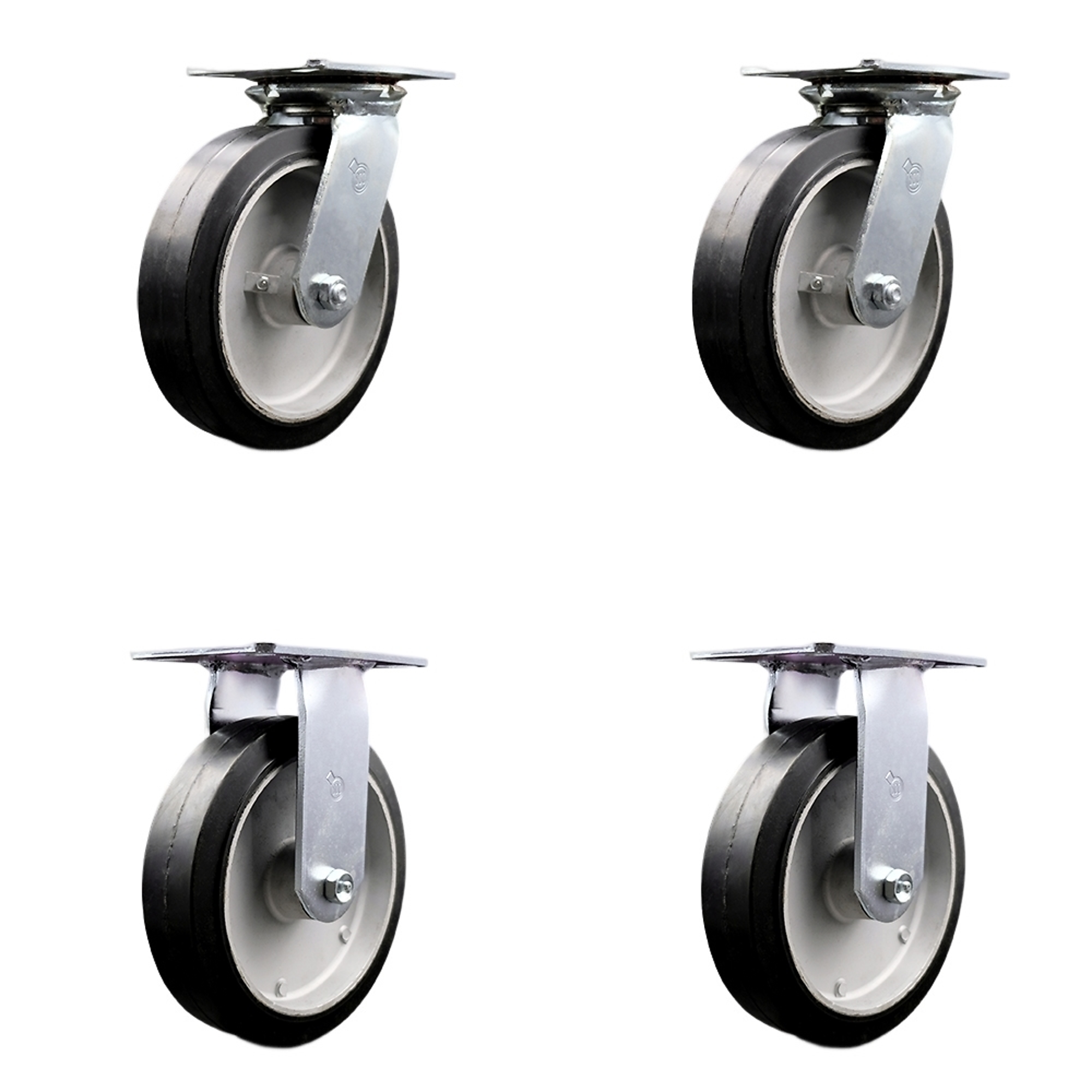 Service Caster, 8Inch x 2Inch Plate Casters, Wheel Diameter 8 in, Caster Type Swivel, Package (qty.) 4, Model SCC-35S820-RAR-2-R-2