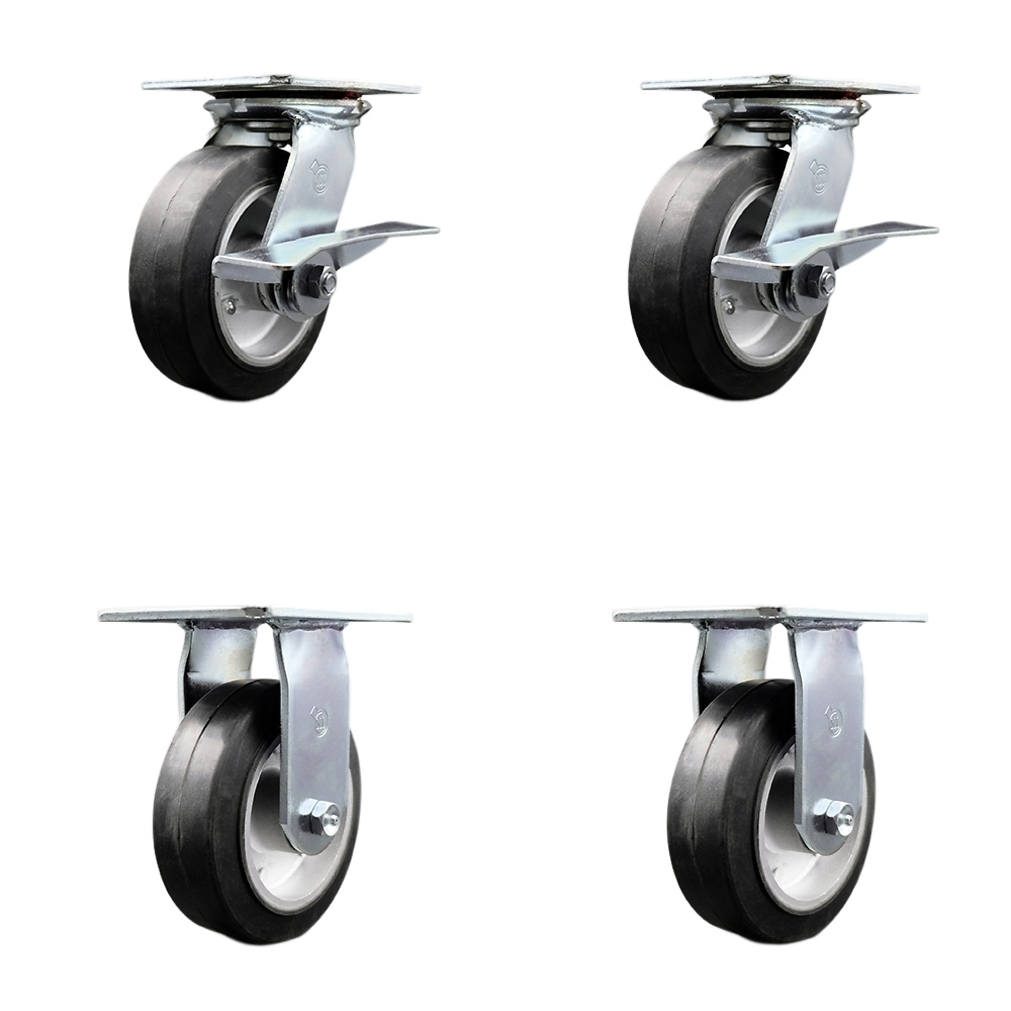 Service Caster, 6Inch x 2Inch Plate Casters, Wheel Diameter 6 in, Caster Type Swivel, Package (qty.) 4, Model SCC-35S620-RAR-SLB-2-R-2