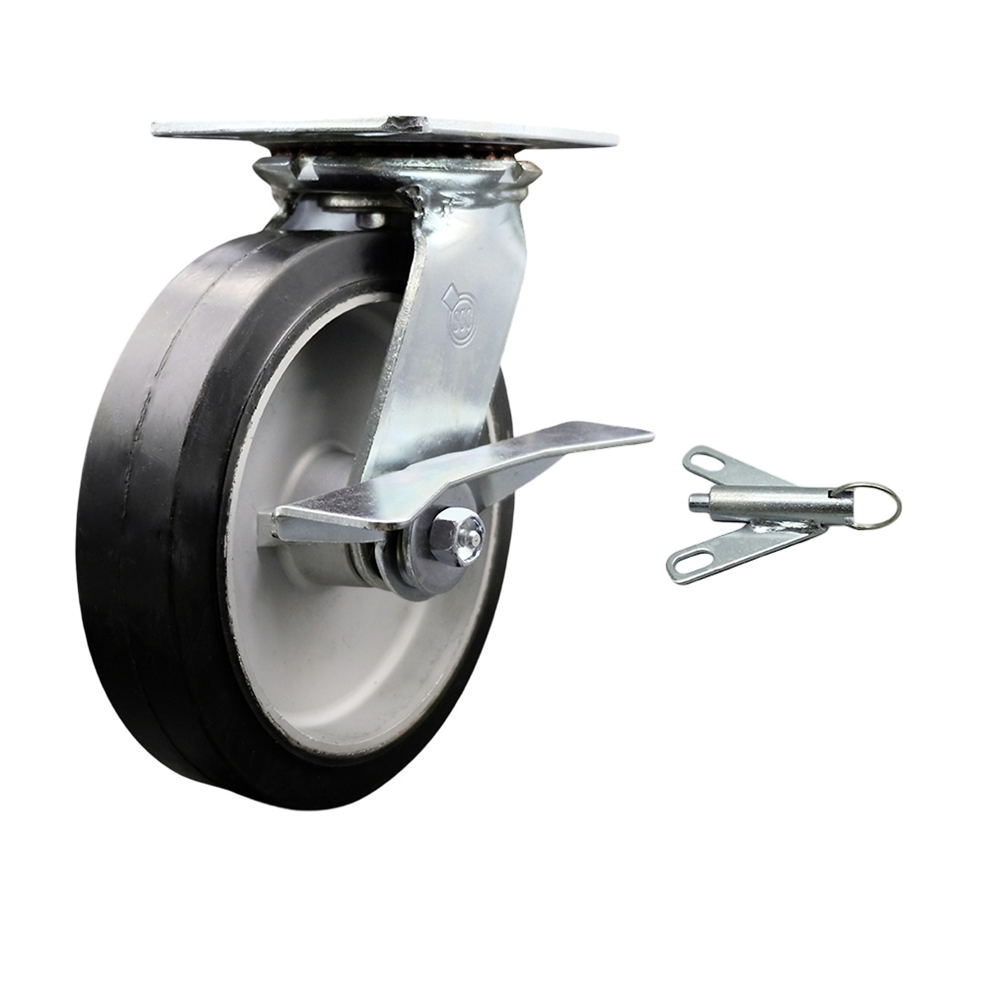 Service Caster, 8Inch x 2Inch Plate Caster, Wheel Diameter 8 in, Caster Type Swivel, Package (qty.) 1, Model SCC-35S820-RAR-SLB-BSL