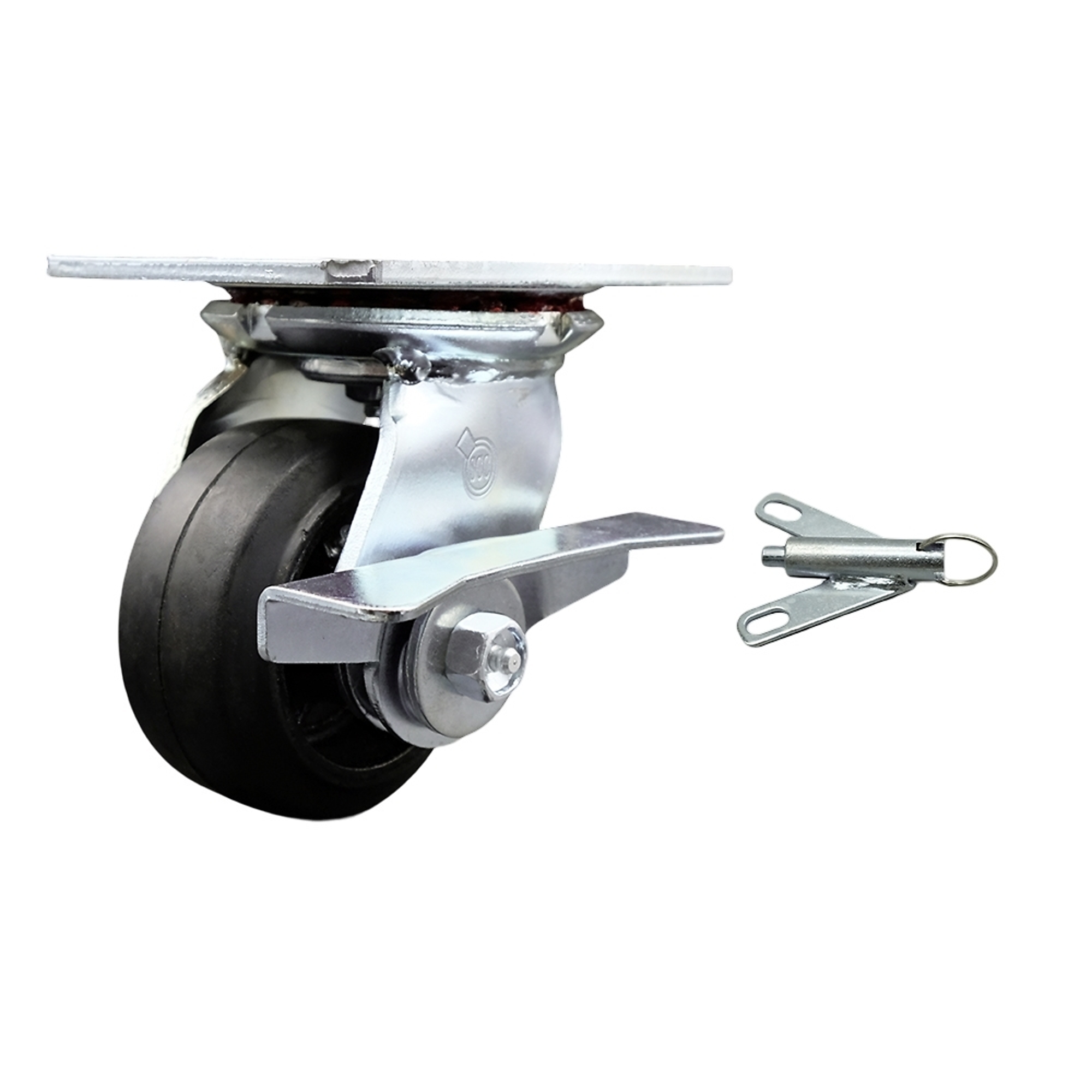 Service Caster, 4Inch x 2Inch Plate Caster, Wheel Diameter 4 in, Caster Type Swivel, Package (qty.) 1, Model SCC-35S420-RSR-SLB-BSL