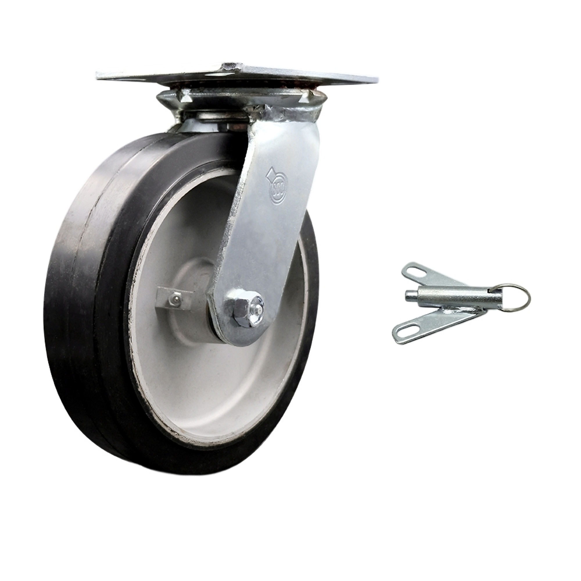 Service Caster, 8Inch x 2Inch Plate Caster, Wheel Diameter 8 in, Caster Type Swivel, Package (qty.) 1, Model SCC-35S820-RAR-BSL