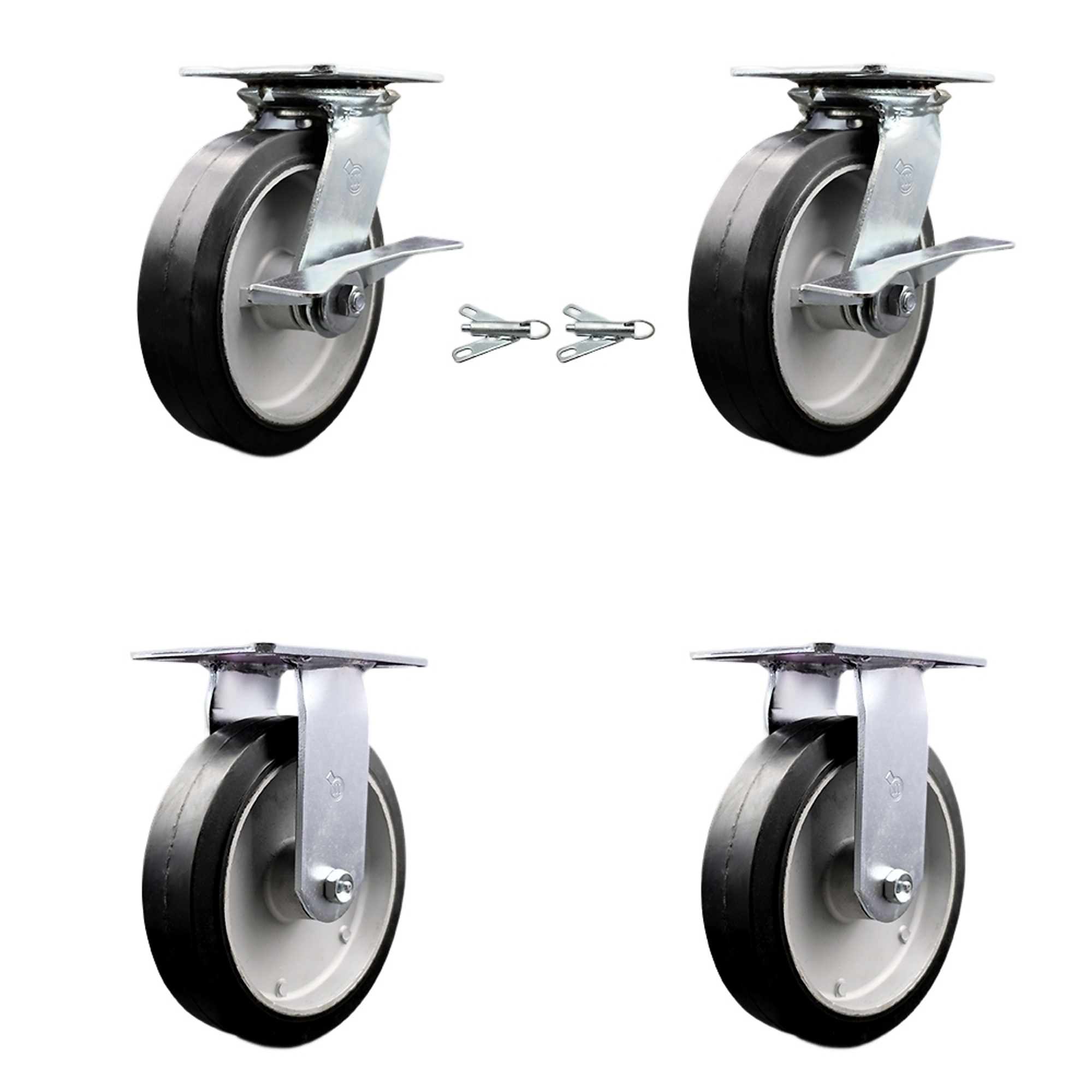 Service Caster, 8Inch x 2Inch Plate Casters, Wheel Diameter 8 in, Caster Type Swivel, Package (qty.) 4, Model SCC-35S820-RAR-SLB-BSL-2-R-2