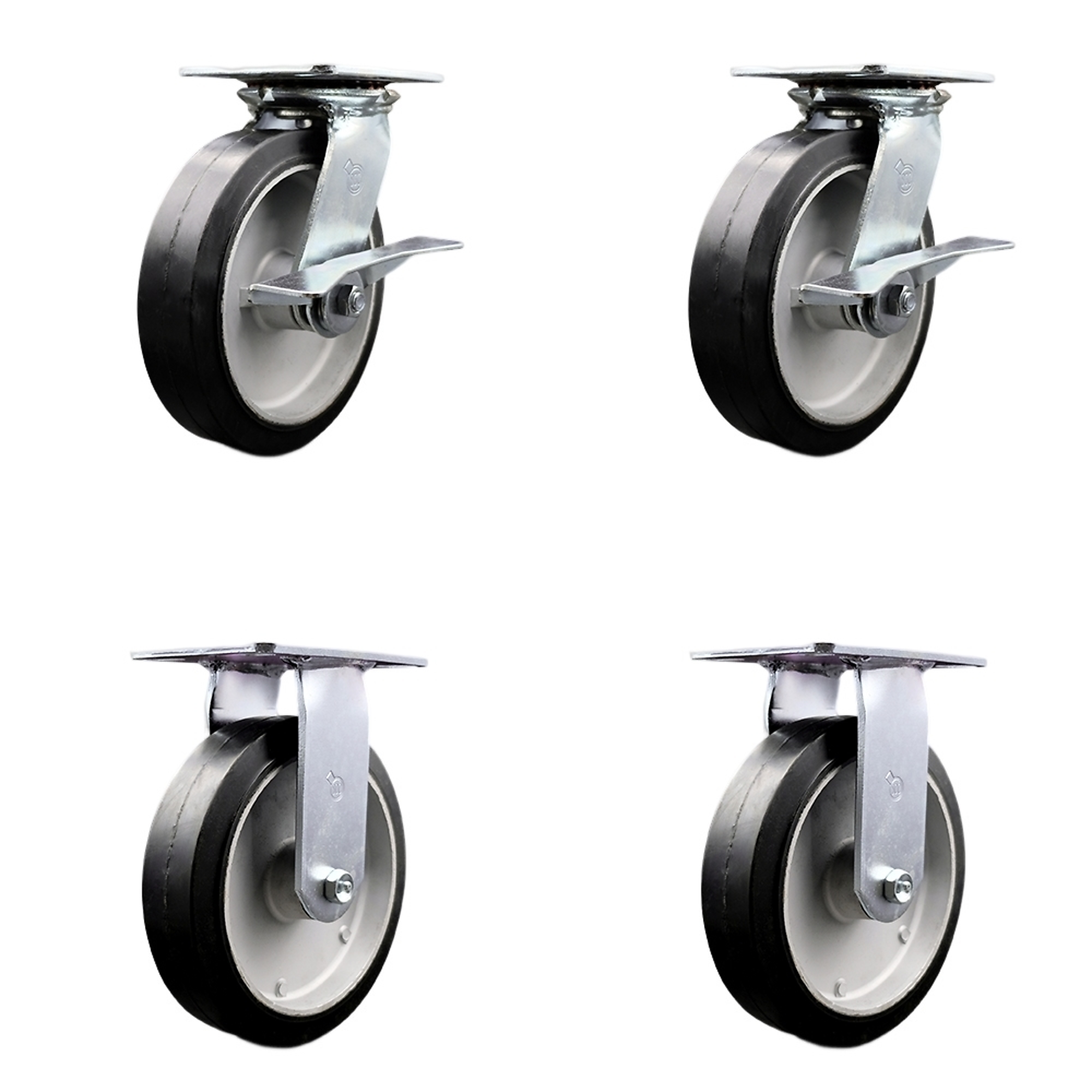 Service Caster, 8Inch x 2Inch Plate Casters, Wheel Diameter 8 in, Caster Type Swivel, Package (qty.) 4, Model SCC-35S820-RAR-SLB-2-R-2