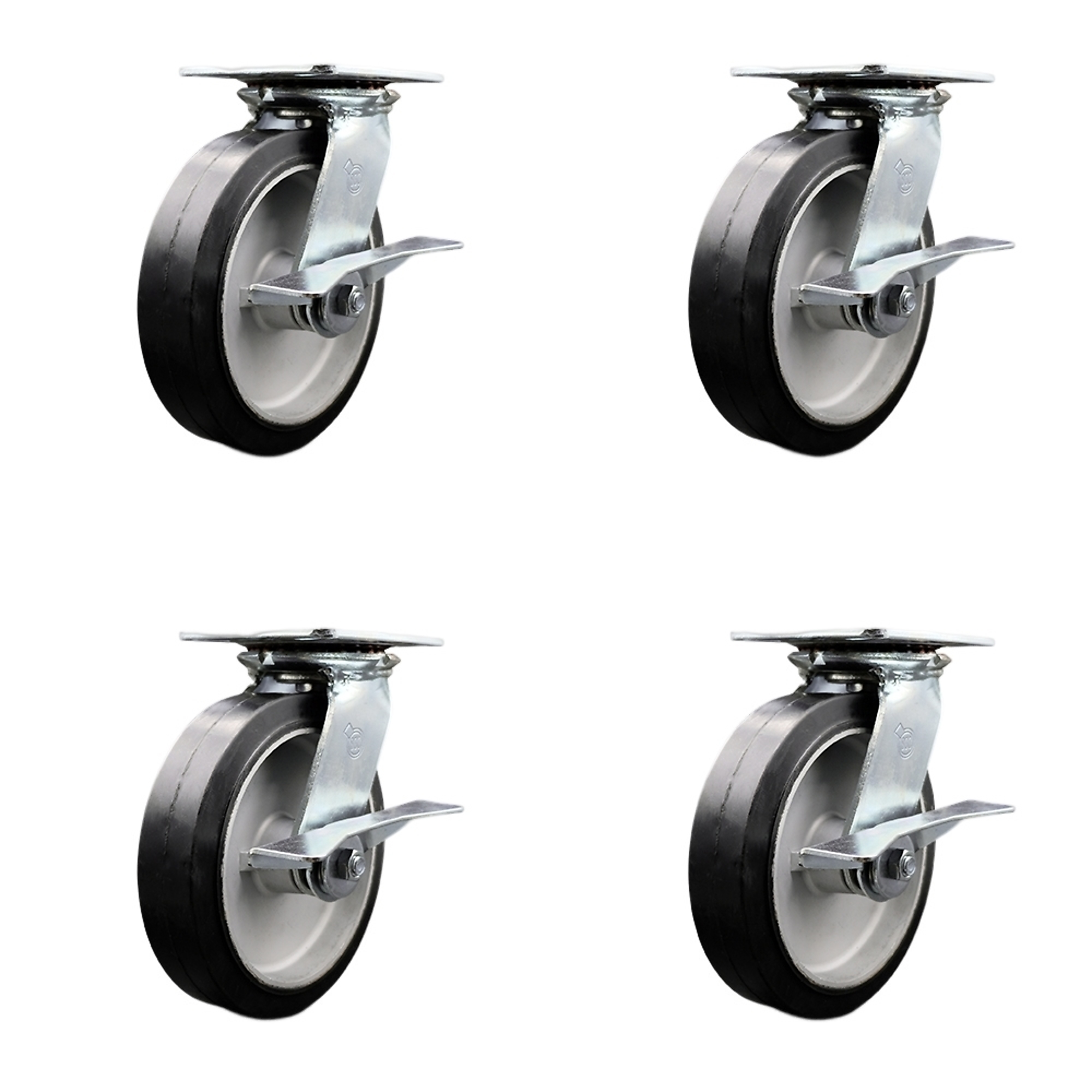 Service Caster, 8Inch x 2Inch Plate Casters, Wheel Diameter 8 in, Caster Type Swivel, Package (qty.) 4, Model SCC-35S820-RAR-SLB-4