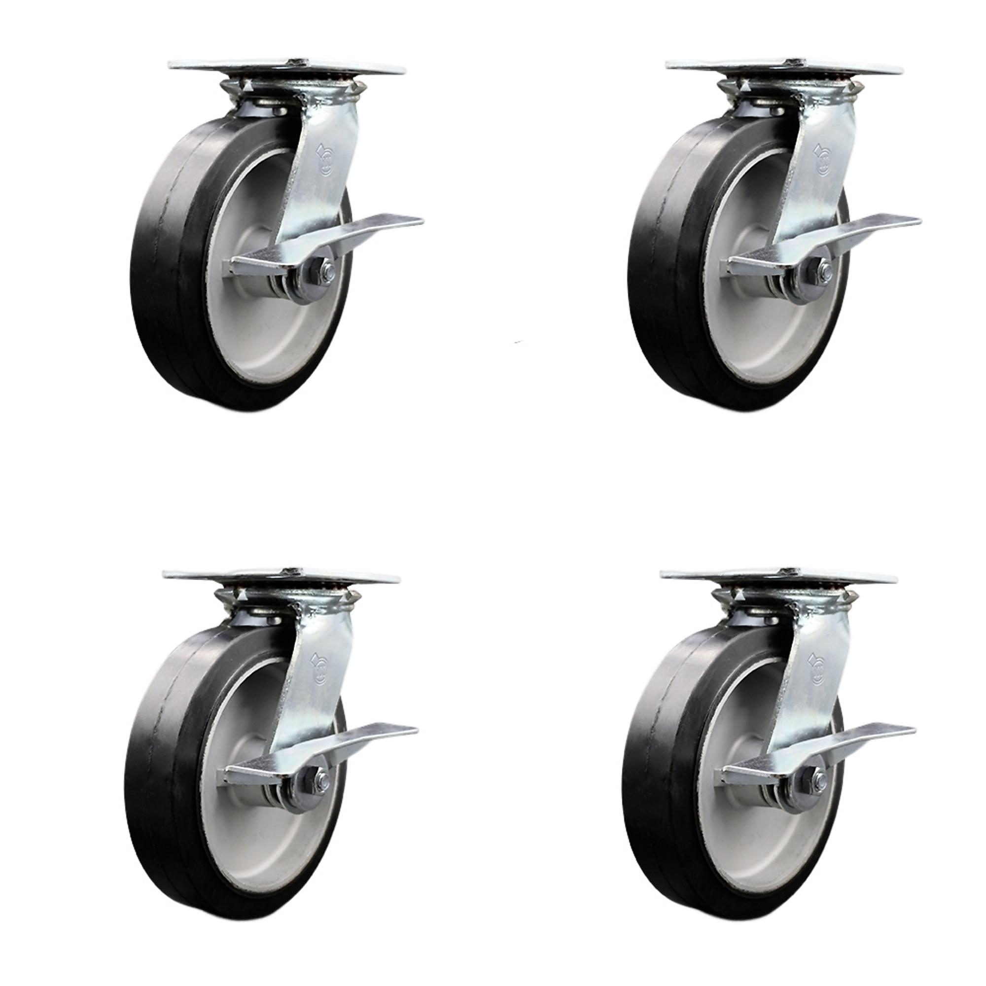 Service Caster, 8Inch x 2Inch Plate Casters, Wheel Diameter 8 in, Caster Type Swivel, Package (qty.) 4, Model SCC-35S820-RAR-SLB-BSL-2-SLB-2