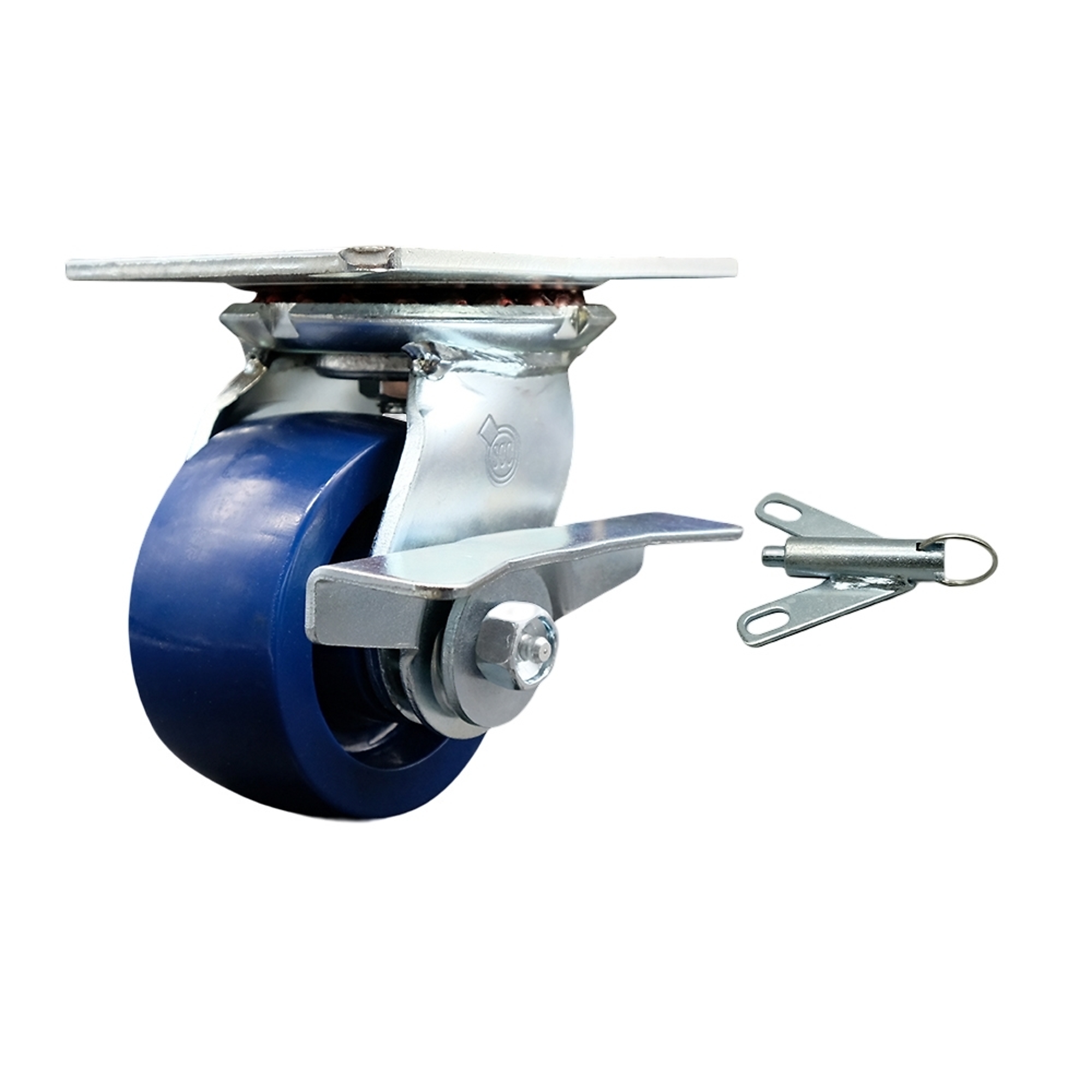 Service Caster, 4Inch x 2Inch Plate Caster, Wheel Diameter 4 in, Caster Type Swivel, Package (qty.) 1, Model SCC-35S420-SPUR-SLB-BSL