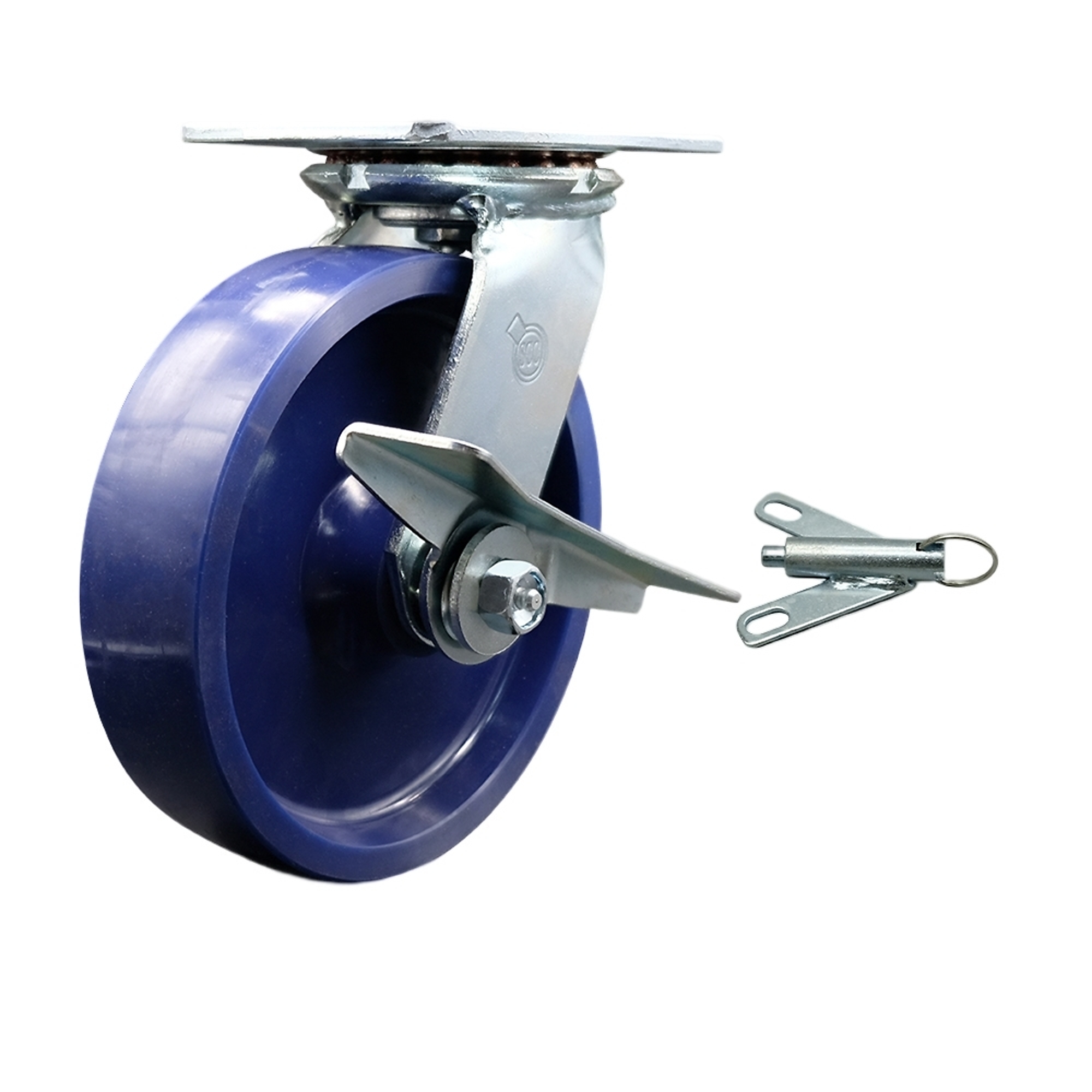 Service Caster, 8Inch x 2Inch Plate Caster, Wheel Diameter 8 in, Caster Type Swivel, Package (qty.) 1, Model SCC-35S820-SPUR-SLB-BSL