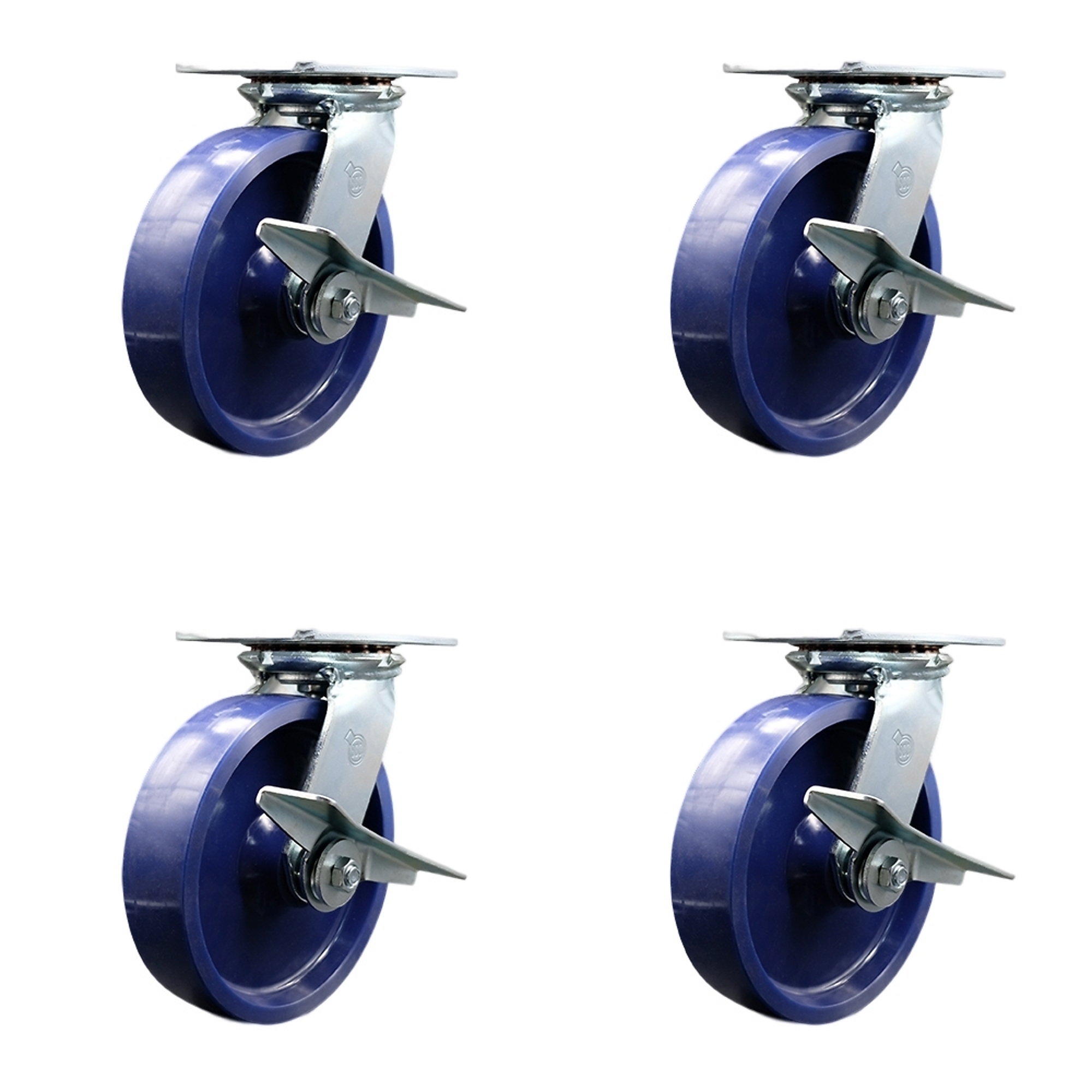 Service Caster, 8Inch x 2Inch Plate Casters, Wheel Diameter 8 in, Caster Type Swivel, Package (qty.) 4, Model SCC-35S820-SPUR-SLB-4