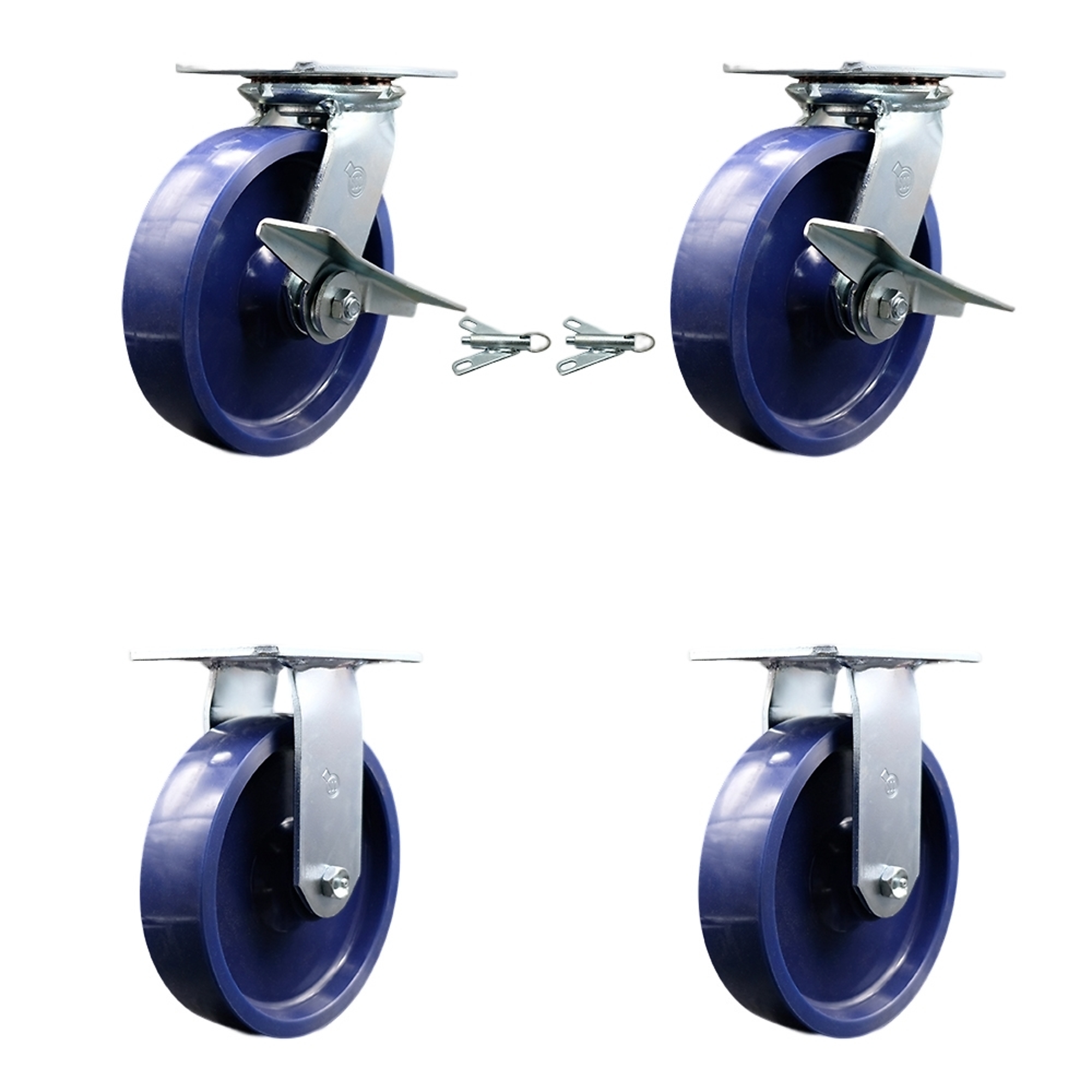 Service Caster, 8Inch x 2Inch Plate Casters, Wheel Diameter 8 in, Caster Type Swivel, Package (qty.) 4, Model SCC-35S820-SPUR-SLB-BSL-2-R-2