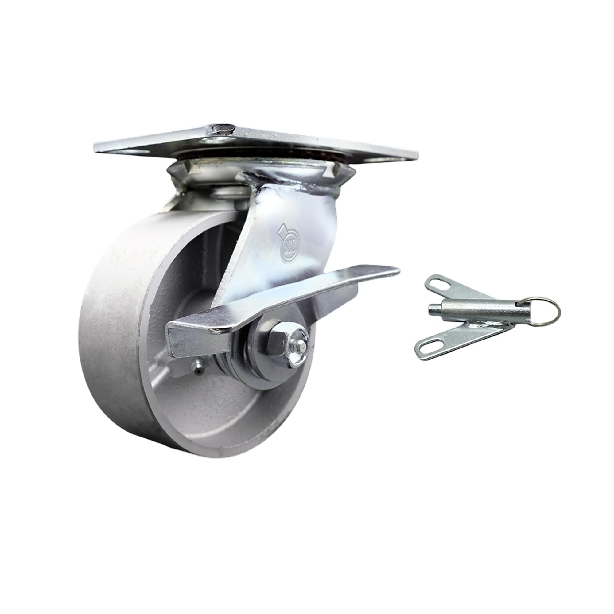 Service Caster, 5Inch x 2Inch Plate Caster, Wheel Diameter 5 in, Caster Type Swivel, Package (qty.) 1, Model SCC-35S520-SSR-SLB-BSL