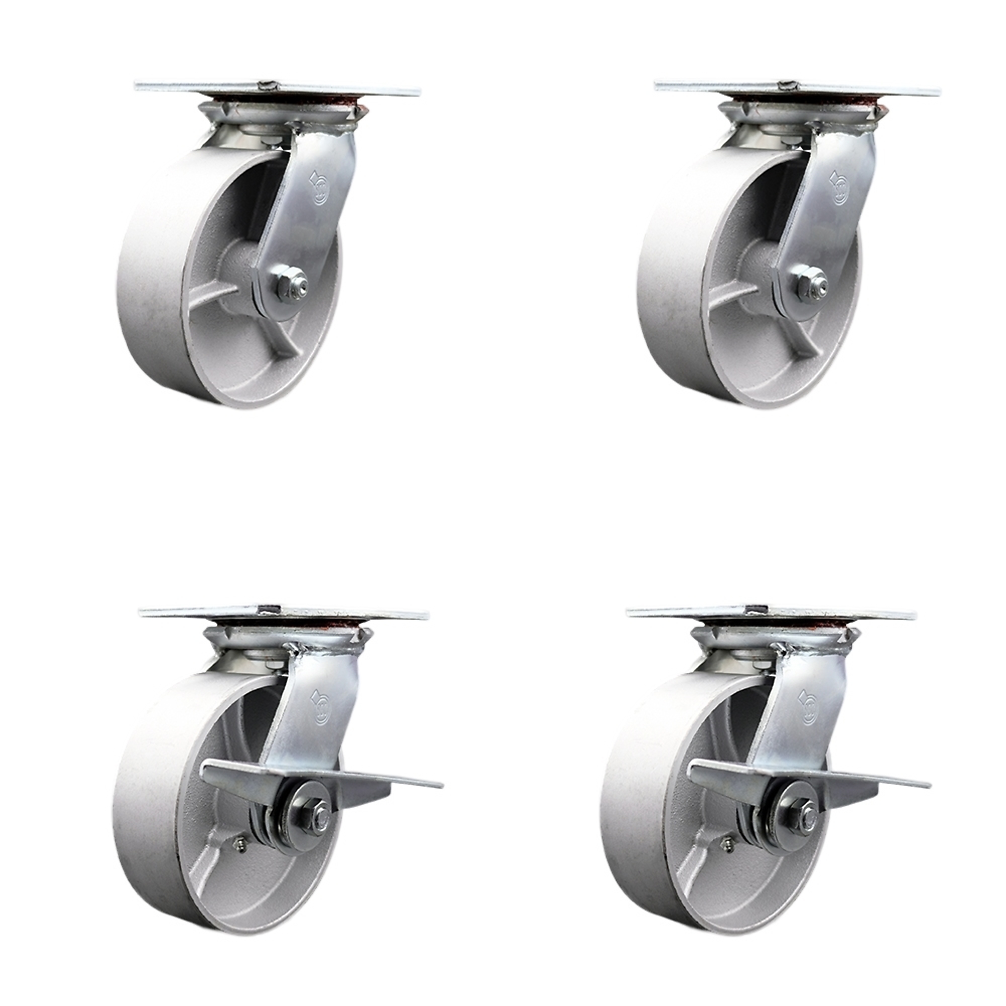 Service Caster, 6Inch x 2Inch Plate Casters, Wheel Diameter 6 in, Caster Type Swivel, Package (qty.) 4, Model SCC-35S620-SSR-2-SLB-2