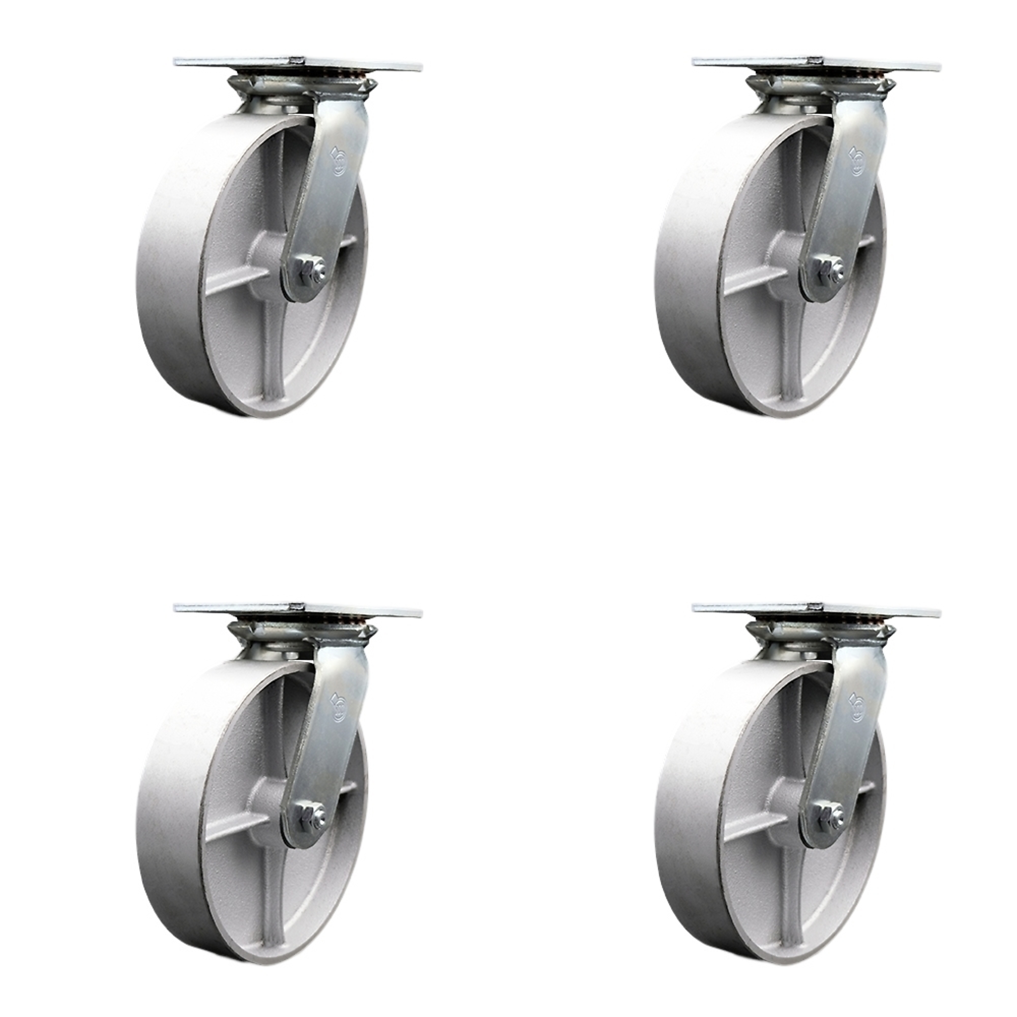 Service Caster, 8Inch x 2Inch Plate Casters, Wheel Diameter 8 in, Caster Type Swivel, Package (qty.) 4, Model SCC-35S820-SSR-BSL-4