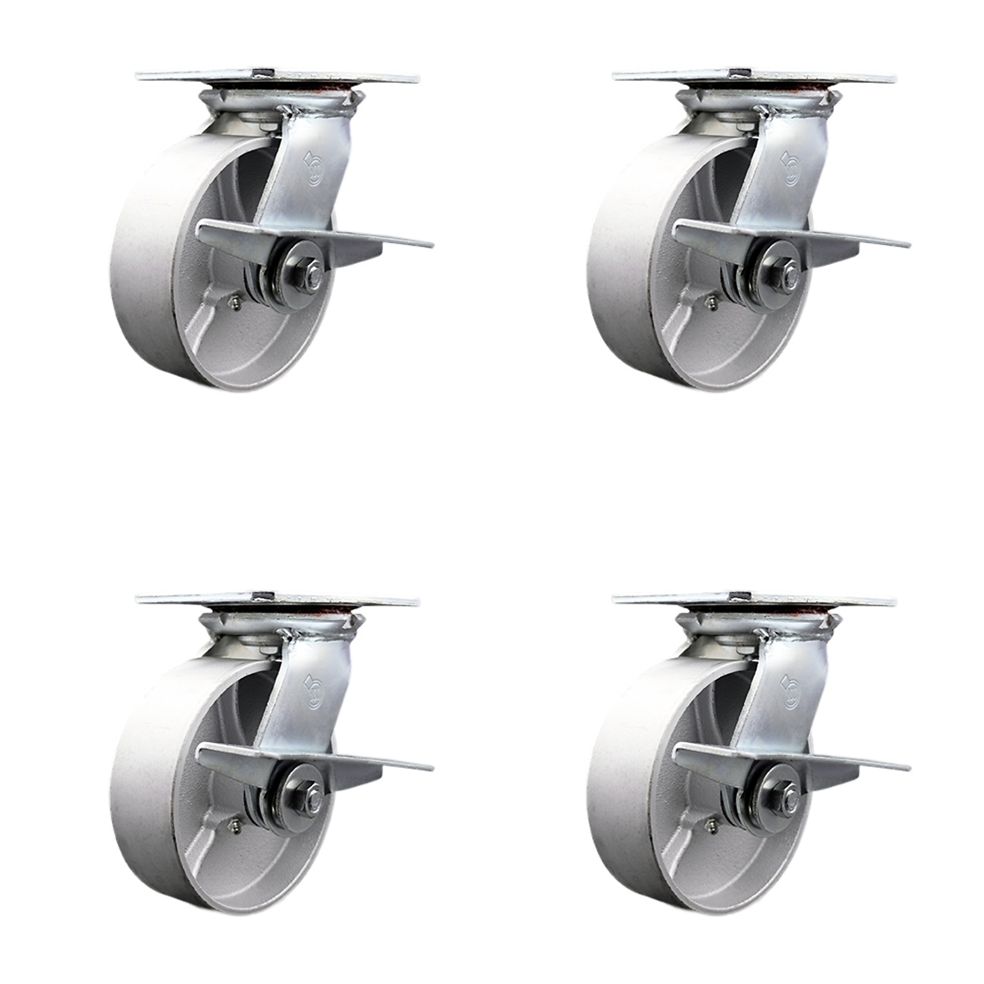 Service Caster, 6Inch x 2Inch Plate Casters, Wheel Diameter 6 in, Caster Type Swivel, Package (qty.) 4, Model SCC-35S620-SSR-SLB-4