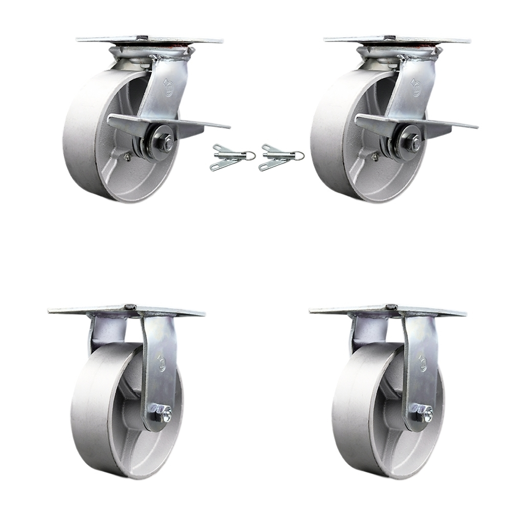 Service Caster, 6Inch x 2Inch Plate Casters, Wheel Diameter 6 in, Caster Type Swivel, Package (qty.) 4, Model SCC-35S620-SSR-SLB-BSL-2-R-2