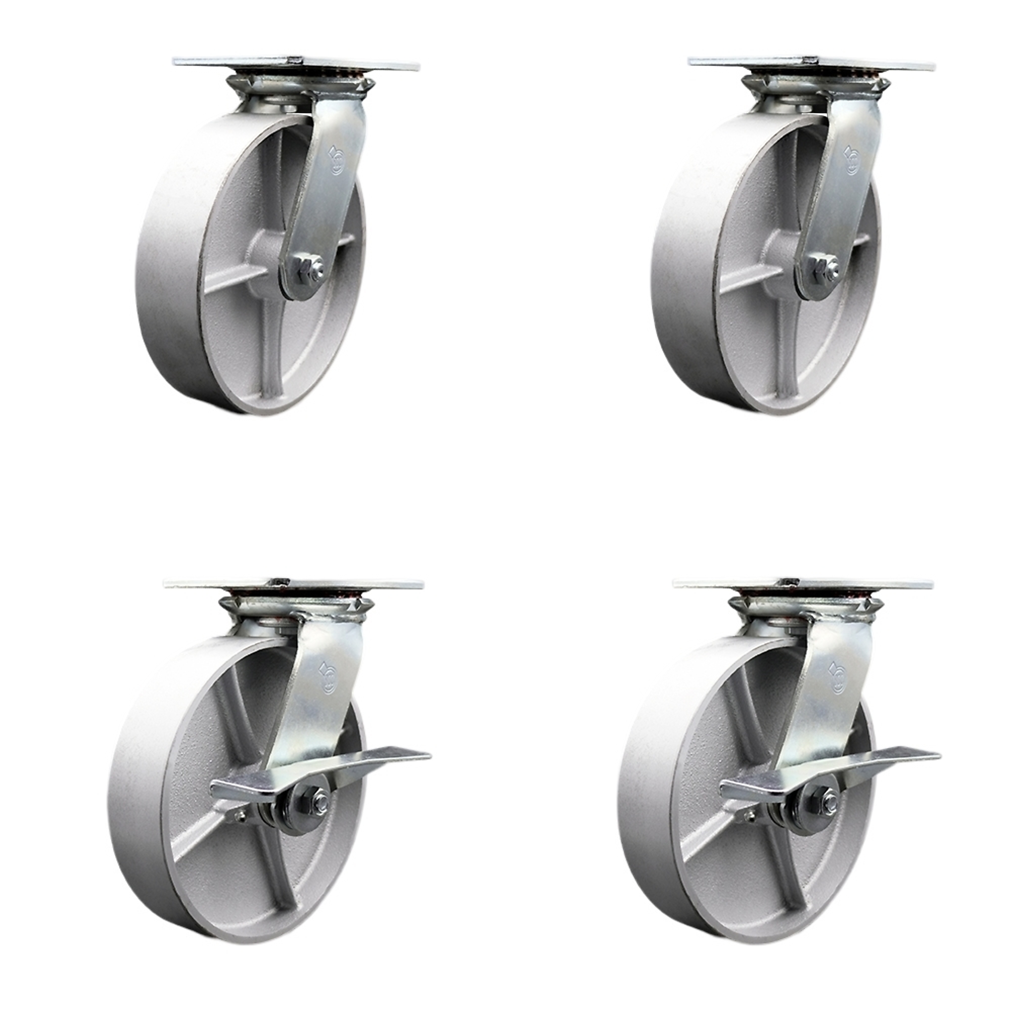 Service Caster, 8Inch x 2Inch Plate Casters, Wheel Diameter 8 in, Caster Type Swivel, Package (qty.) 4, Model SCC-35S820-SSR-2-SLB-2