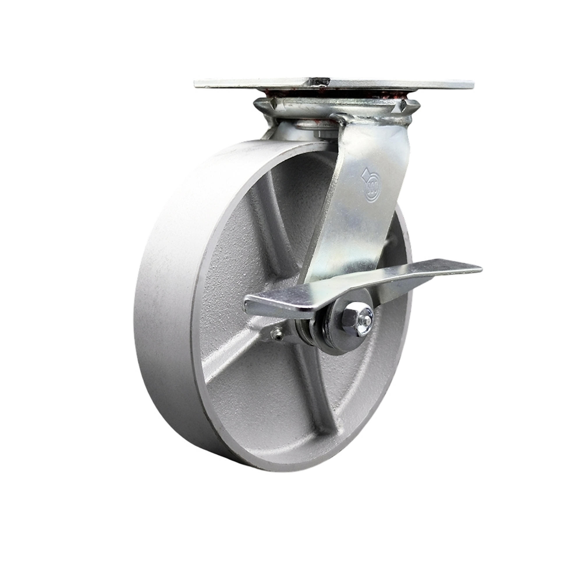 Service Caster, 8Inch x 2Inch Plate Caster, Wheel Diameter 8 in, Caster Type Swivel, Package (qty.) 1, Model SCC-35S820-SSR-SLB