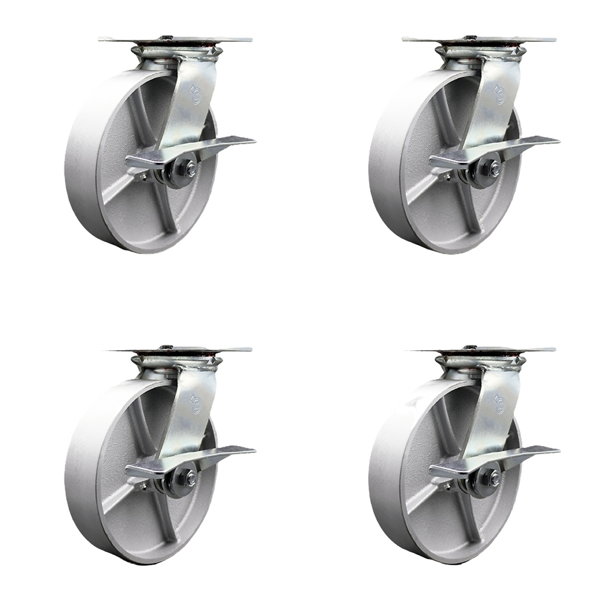 Service Caster, 8Inch x 2Inch Plate Casters, Wheel Diameter 8 in, Caster Type Swivel, Package (qty.) 4, Model SCC-35S820-SSR-SLB-4