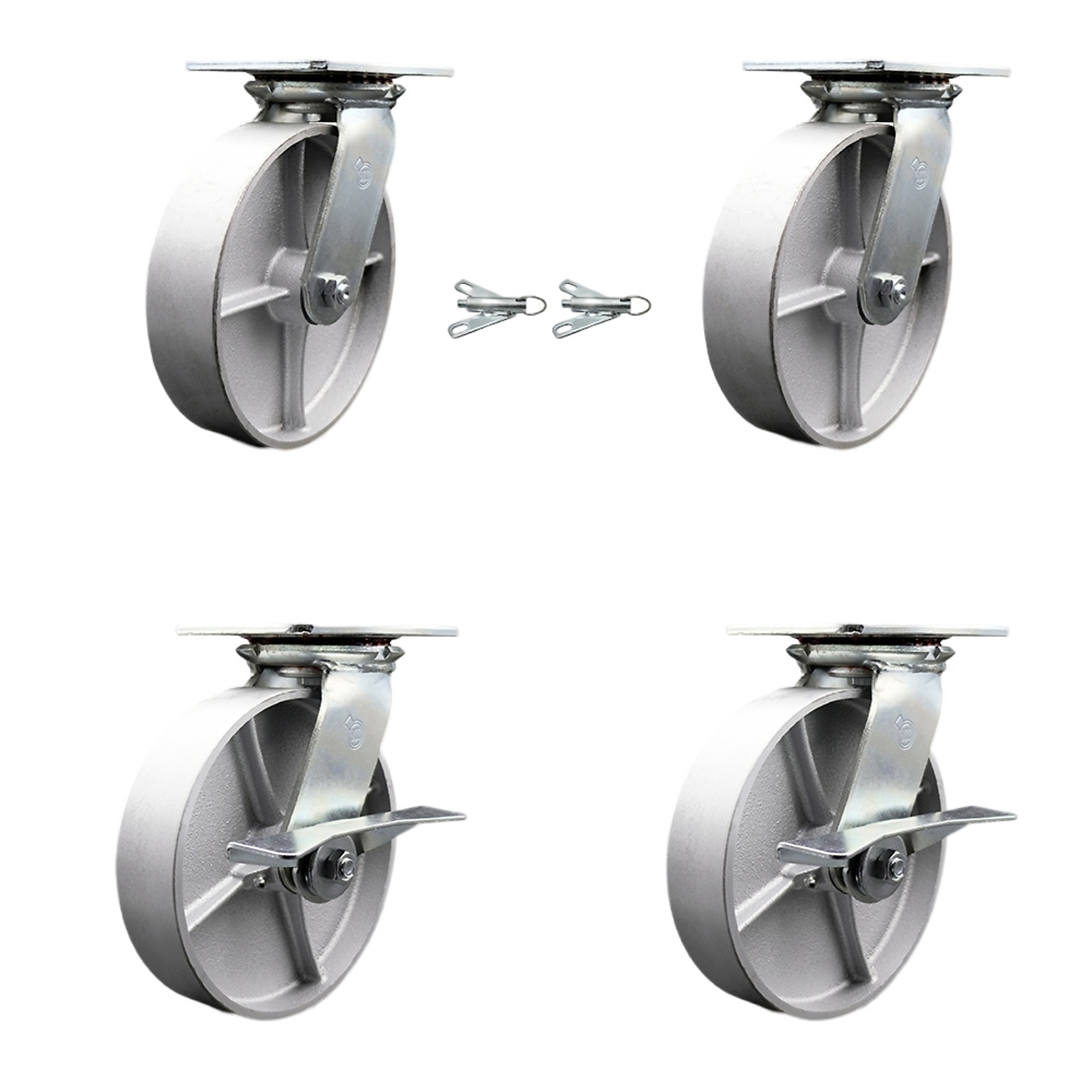 Service Caster, 8Inch x 2Inch Plate Casters, Wheel Diameter 8 in, Caster Type Swivel, Package (qty.) 4, Model SCC-35S820-SSR-BSL-2-SLB-2