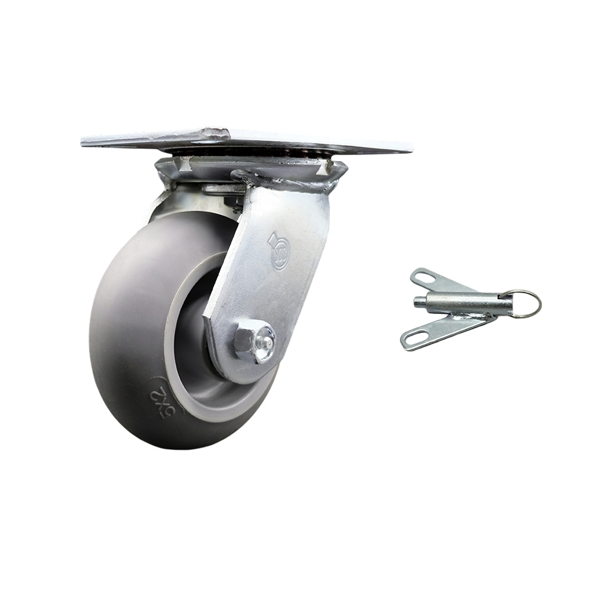 Service Caster, 5Inch x 2Inch Plate Caster, Wheel Diameter 5 in, Caster Type Swivel, Package (qty.) 1, Model SCC-35S520-TPRRD-BSL