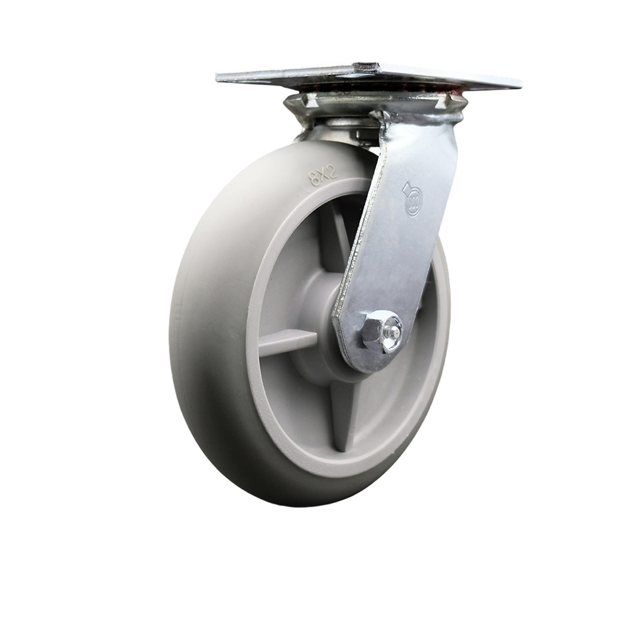 Service Caster, 8Inch x 2Inch Plate Caster, Wheel Diameter 8 in, Caster Type Swivel, Package (qty.) 1, Model SCC-35S820-TPRRD