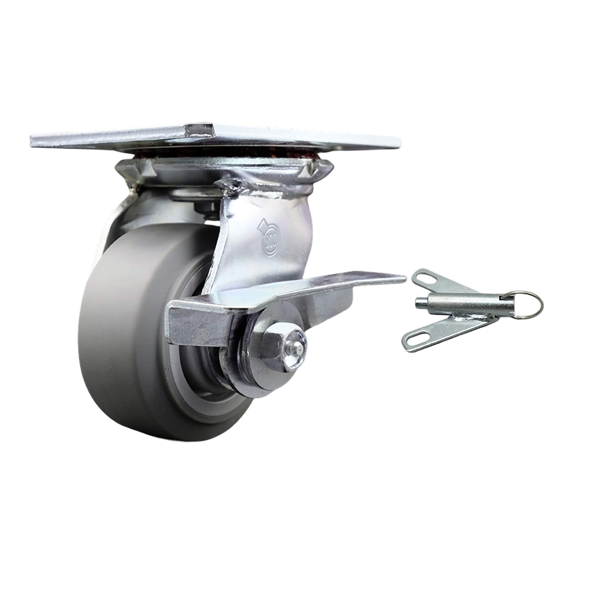 Service Caster, 4Inch x 2Inch Plate Caster, Wheel Diameter 4 in, Caster Type Swivel, Package (qty.) 1, Model SCC-35S420-TPRRF-SLB-BSL