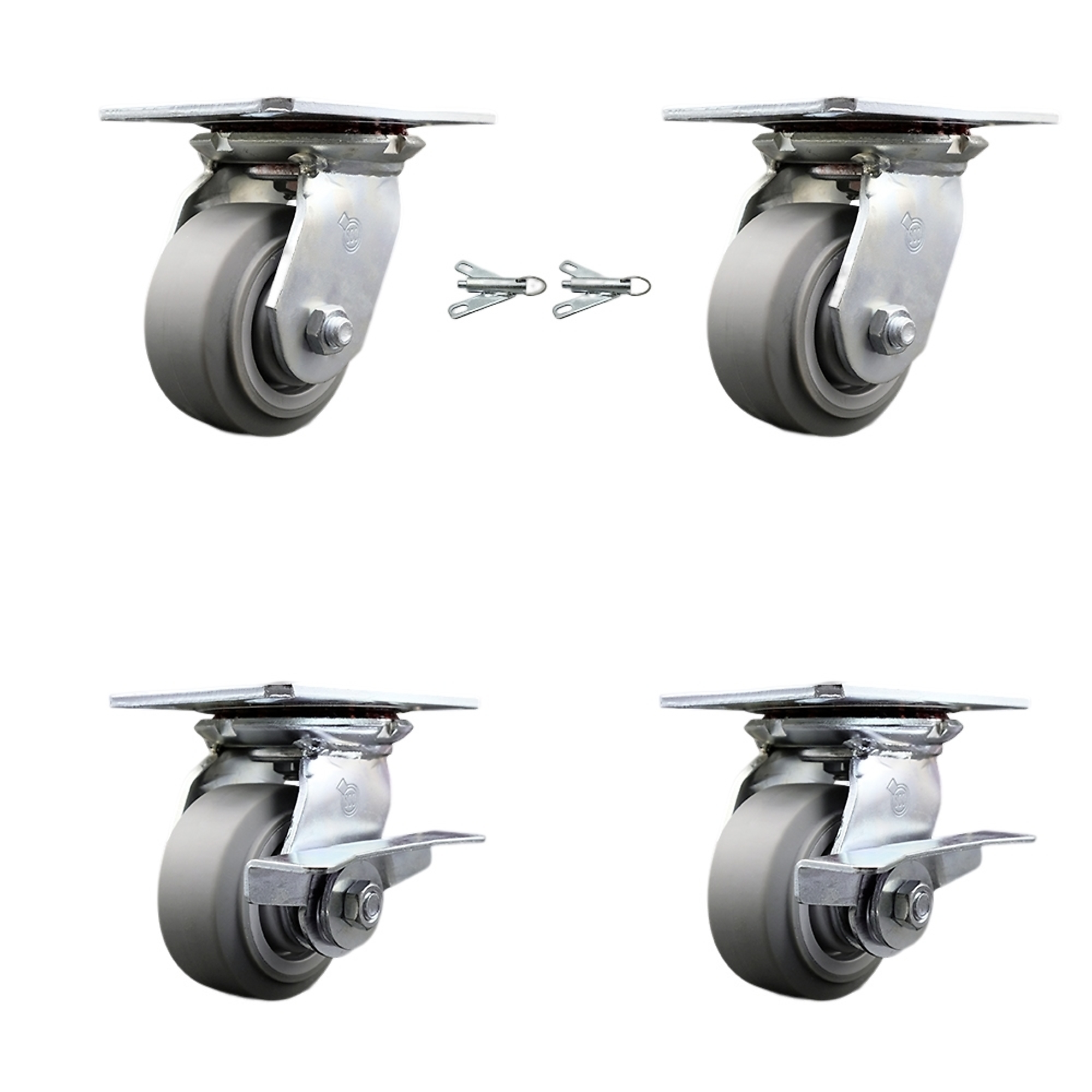 Service Caster, 4Inch x 2Inch Plate Casters, Wheel Diameter 4 in, Caster Type Swivel, Package (qty.) 4, Model SCC-35S420-TPRRF-BSL-2-SLB-2