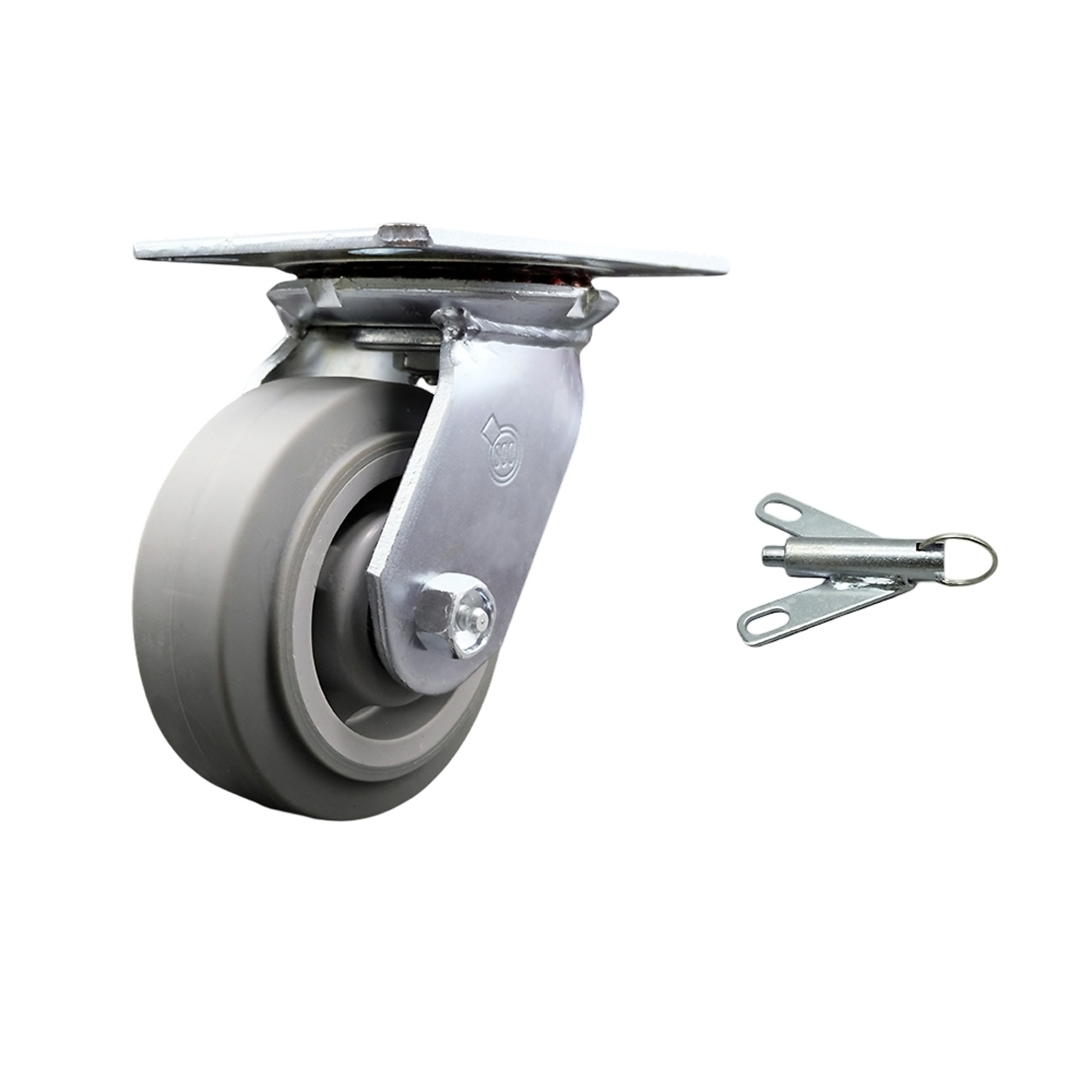 Service Caster, 5Inch x 2Inch Plate Caster, Wheel Diameter 5 in, Caster Type Swivel, Package (qty.) 1, Model SCC-35S520-TPRRF-BSL