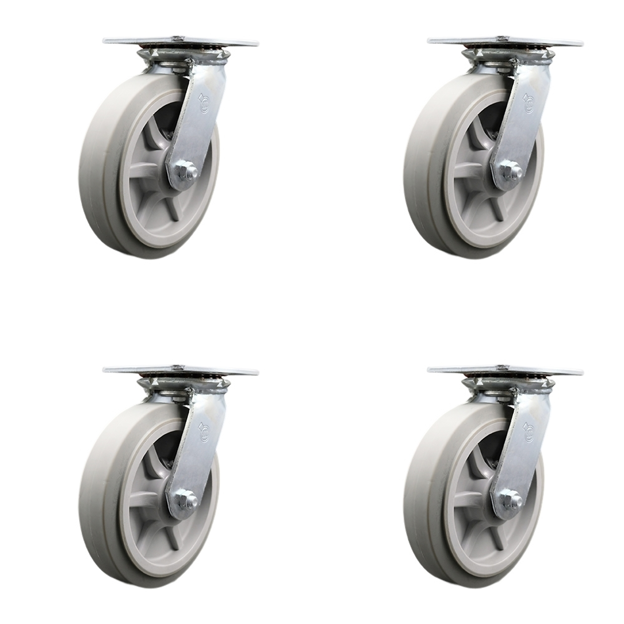 Service Caster, 8Inch x 2Inch Plate Casters, Wheel Diameter 8 in, Caster Type Swivel, Package (qty.) 4, Model SCC-35S820-TPRRF-BSL-4