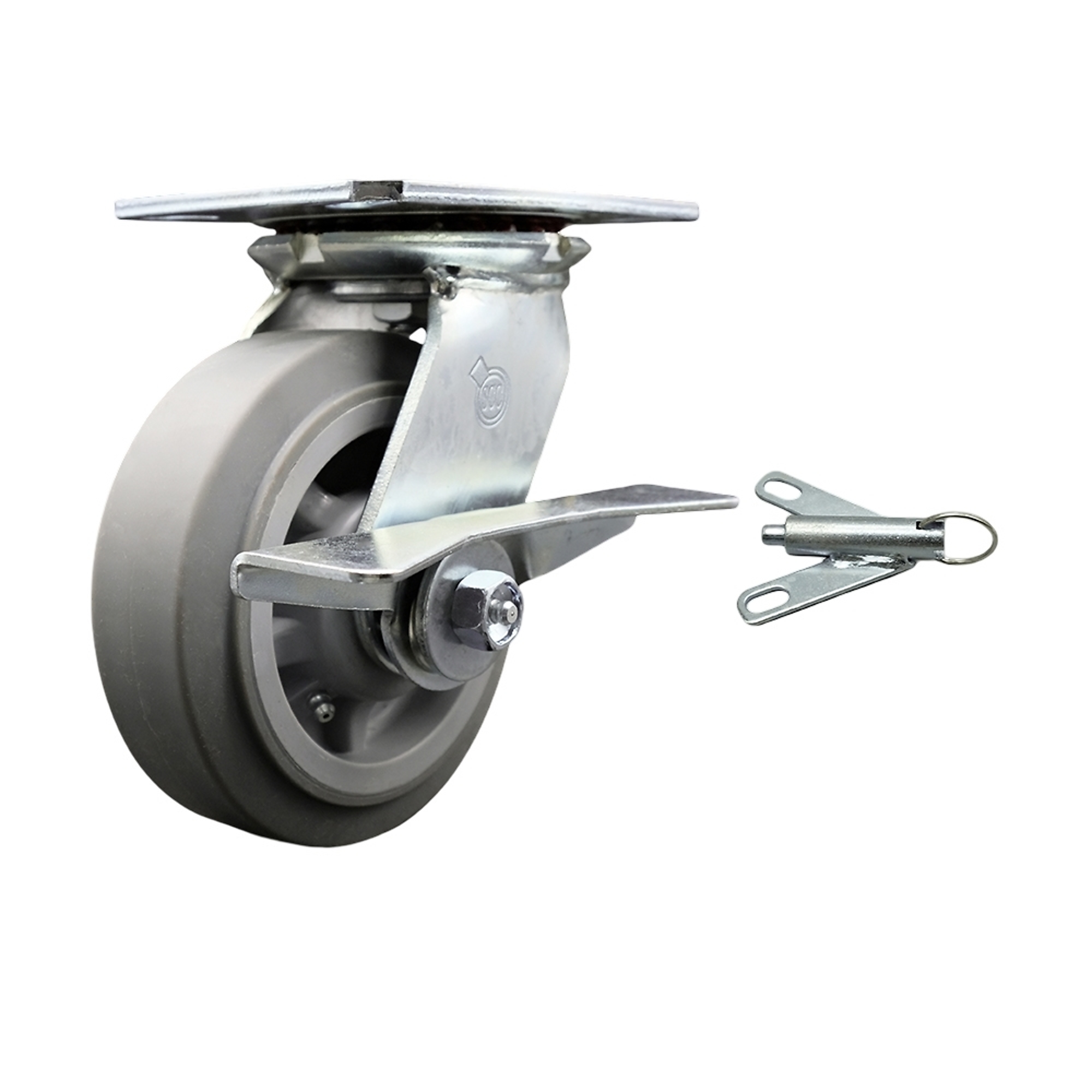 Service Caster, 6Inch x 2Inch Plate Caster, Wheel Diameter 6 in, Caster Type Swivel, Package (qty.) 1, Model SCC-35S620-TPRRF-SLB-BSL