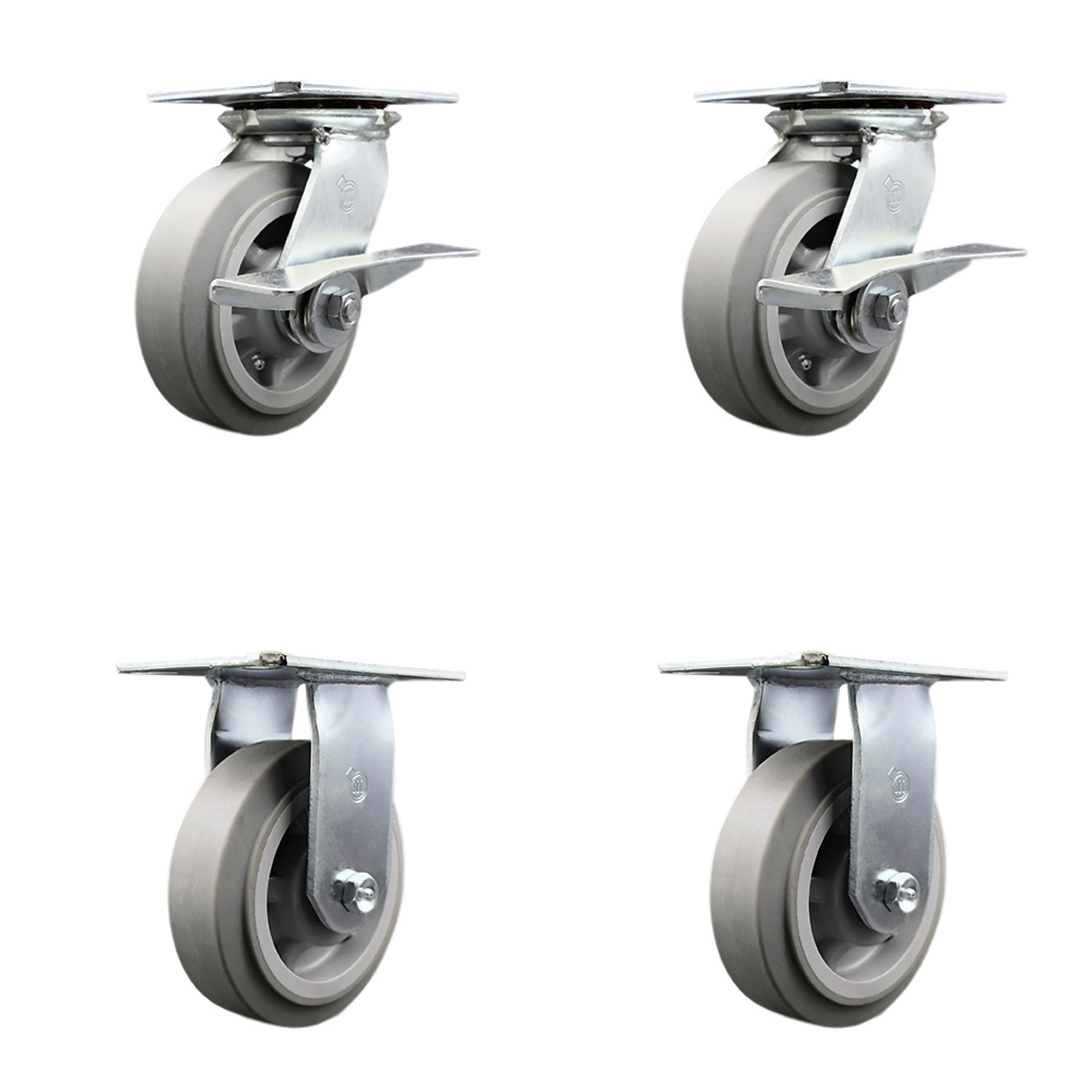 Service Caster, 6Inch x 2Inch Plate Casters, Wheel Diameter 6 in, Caster Type Swivel, Package (qty.) 4, Model SCC-35S620-TPRRF-SLB-2-R-2