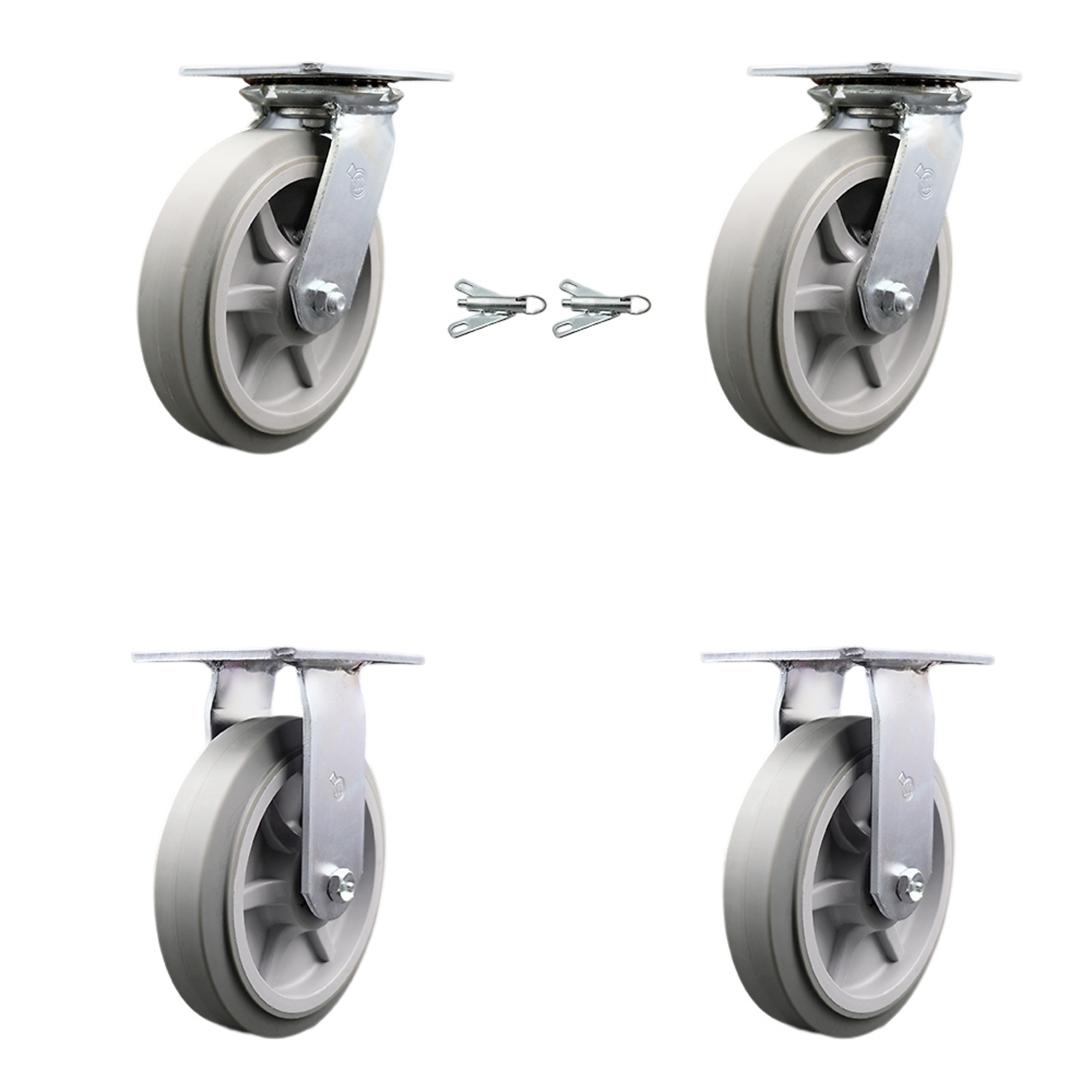 Service Caster, 8Inch x 2Inch Plate Casters, Wheel Diameter 8 in, Caster Type Swivel, Package (qty.) 4, Model SCC-35S820-TPRRF-BSL-2-R-2