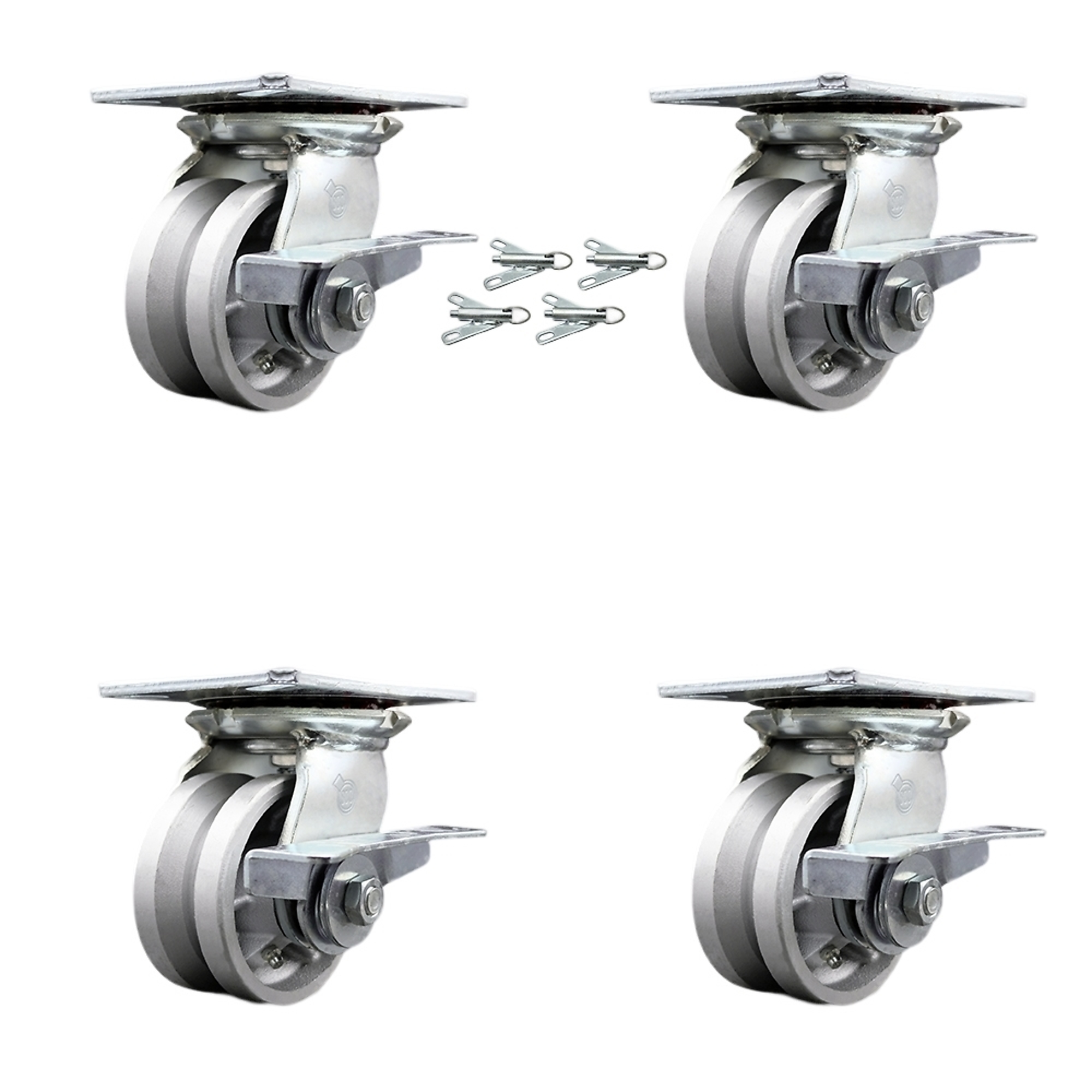 Service Caster, 4Inch x 2Inch Plate Casters, Wheel Diameter 4 in, Caster Type Swivel, Package (qty.) 4, Model SCC-35S420-VGR-SLB-BSL-4