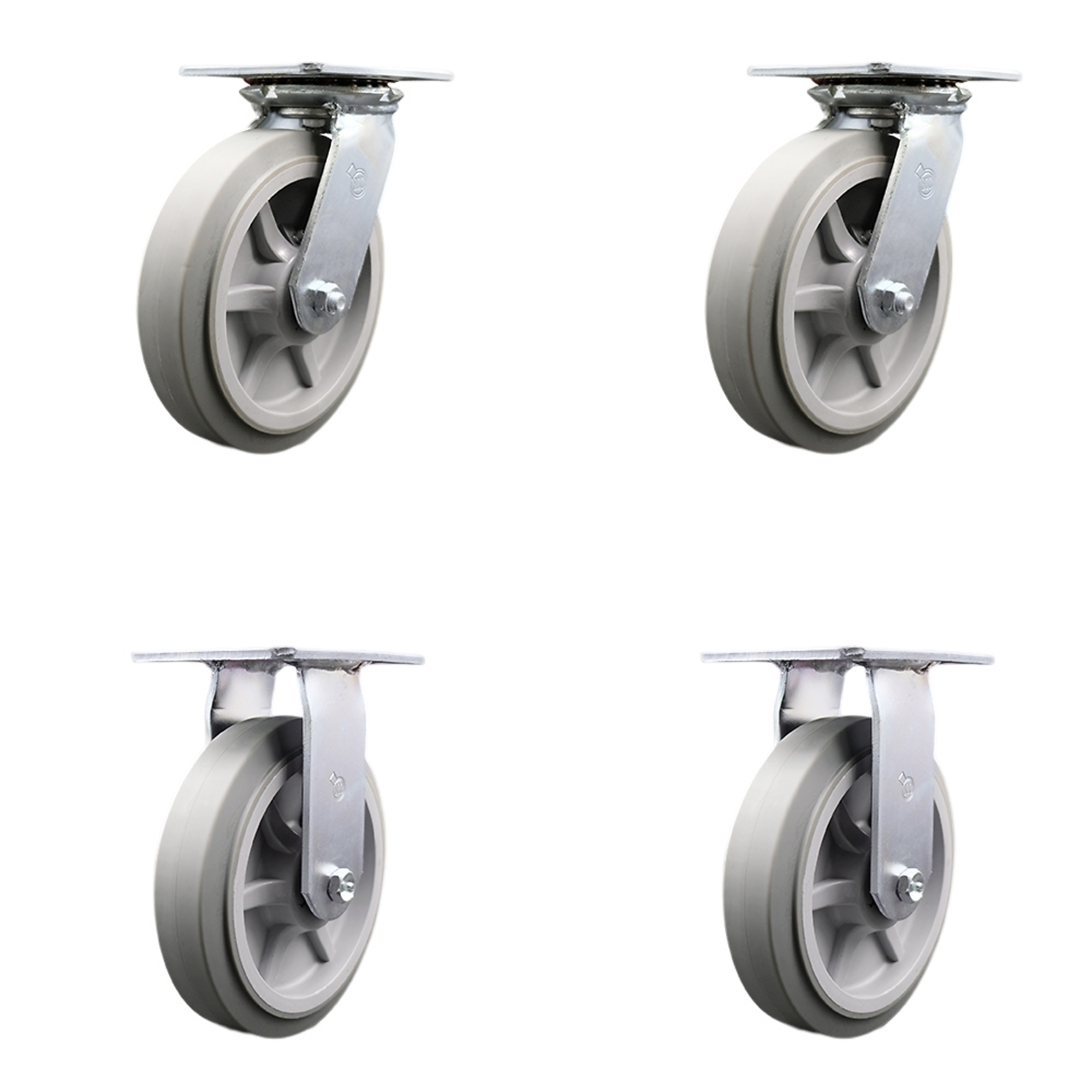 Service Caster, 8Inch x 2Inch Plate Casters, Wheel Diameter 8 in, Caster Type Swivel, Package (qty.) 4, Model SCC-35S820-TPRRF-2-R-2