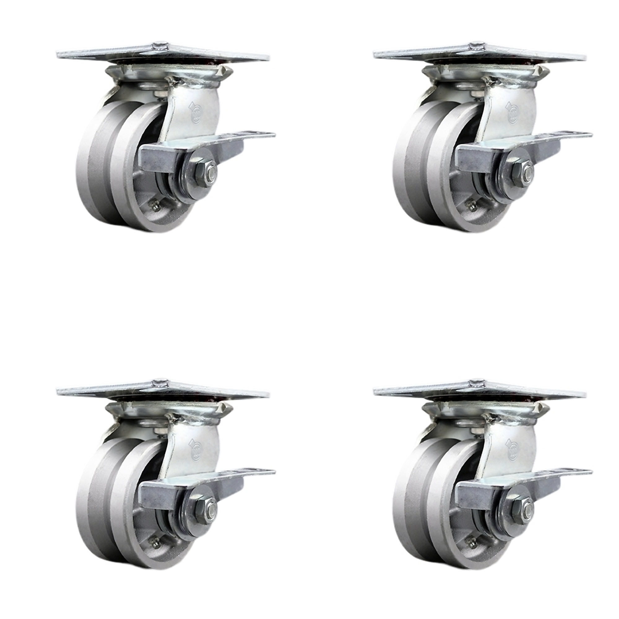 Service Caster, 4Inch x 2Inch Plate Casters, Wheel Diameter 4 in, Caster Type Swivel, Package (qty.) 4, Model SCC-35S420-VGR-SLB-4